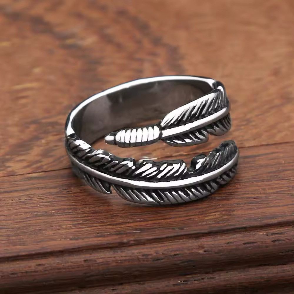 Jewelry × Vintage Steel Simple Feather Rings Size ONE SIZE - 3 Thumbnail