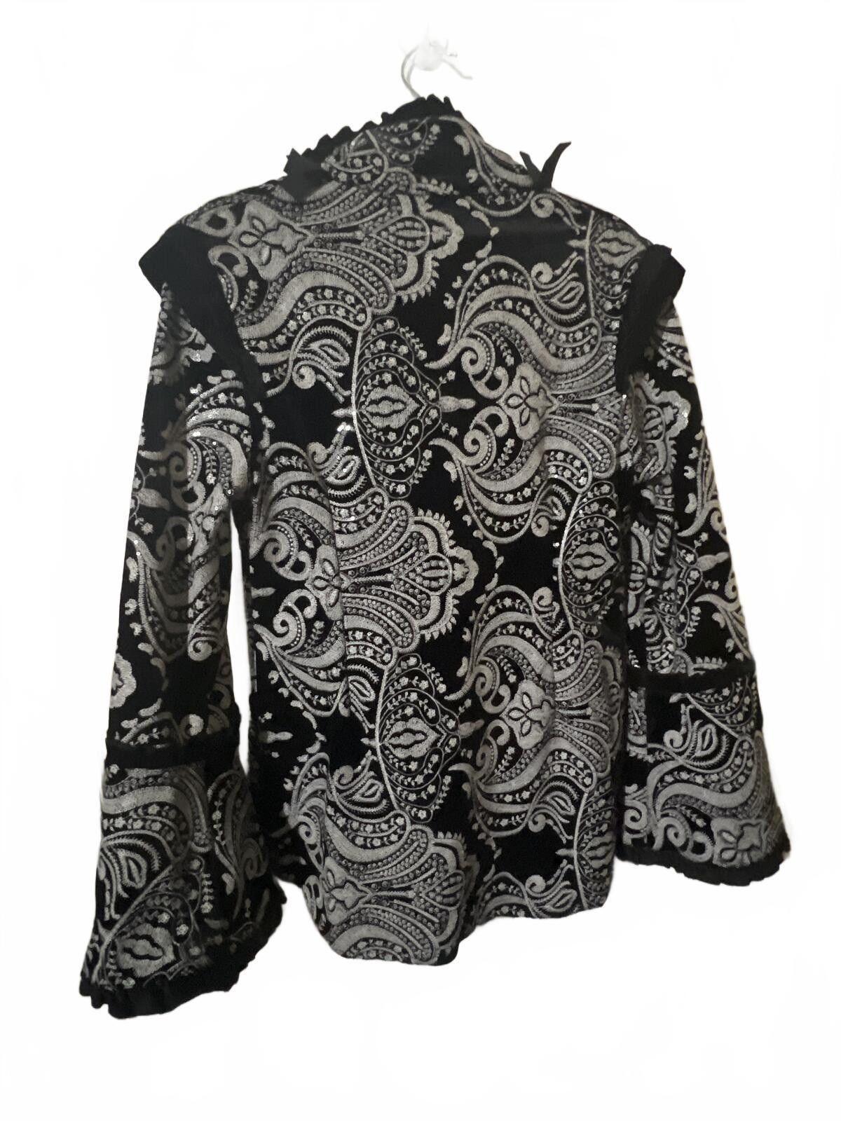 Other Nuvula Black Cream Paisley Ruffle Trim Jacket $756 Goth Size M / US 6-8 / IT 42-44 - 7 Thumbnail