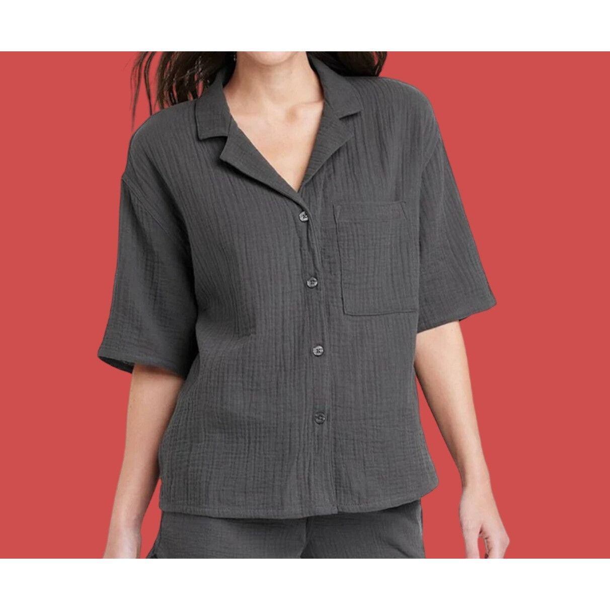 Other Stars Above - Women's Gauze Sleepwear Top - Gray - Extra Lar Size XL / US 12-14 / IT 48-50 - 1 Thumbnail