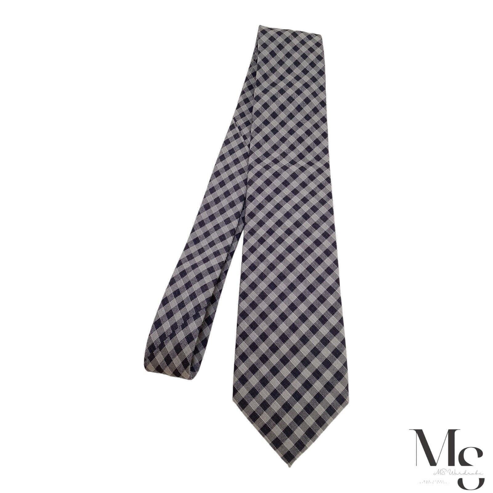 Jones New York JONES NEW YORK 7Fold Gray Plaids & Cheks Wool Blend Tie Size ONE SIZE - 4 Thumbnail