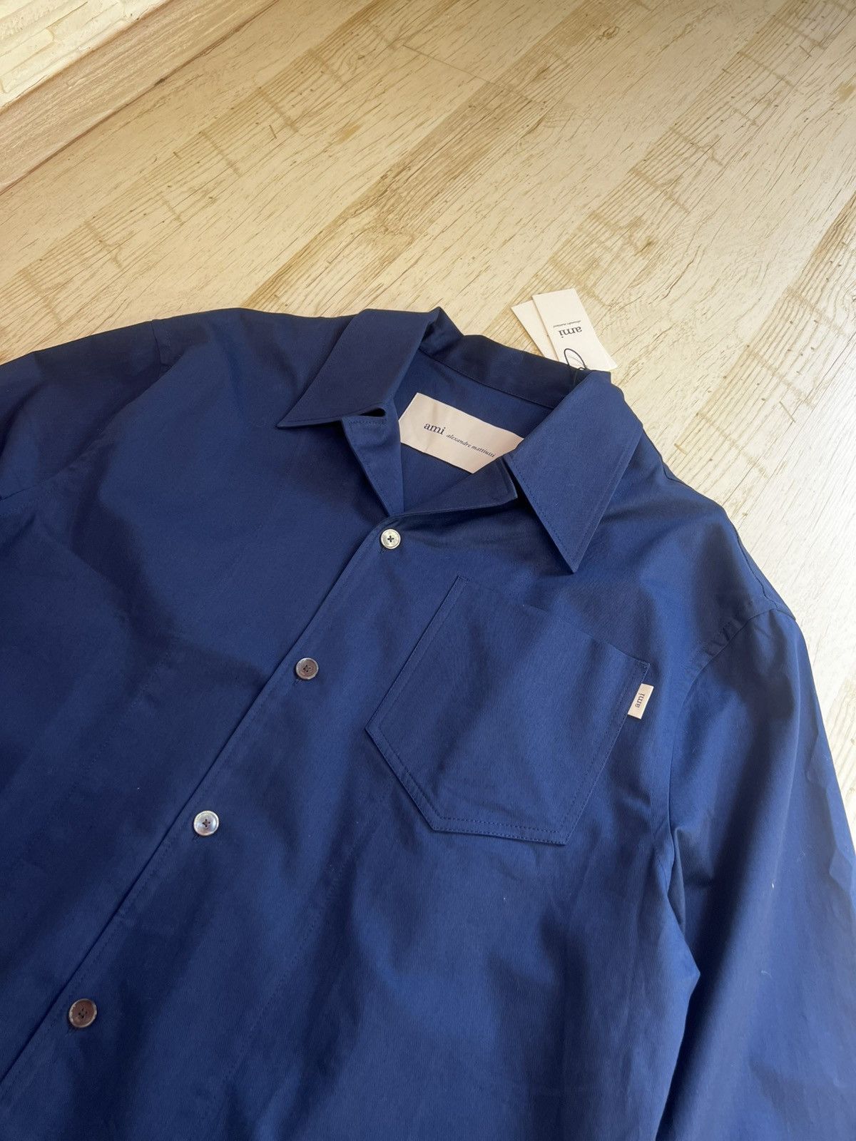 AMI Ami Oversized Cotton Shirt Dark Navy Pocket Unisex Size M Size US M / EU 48-50 / 2 - 5 Thumbnail