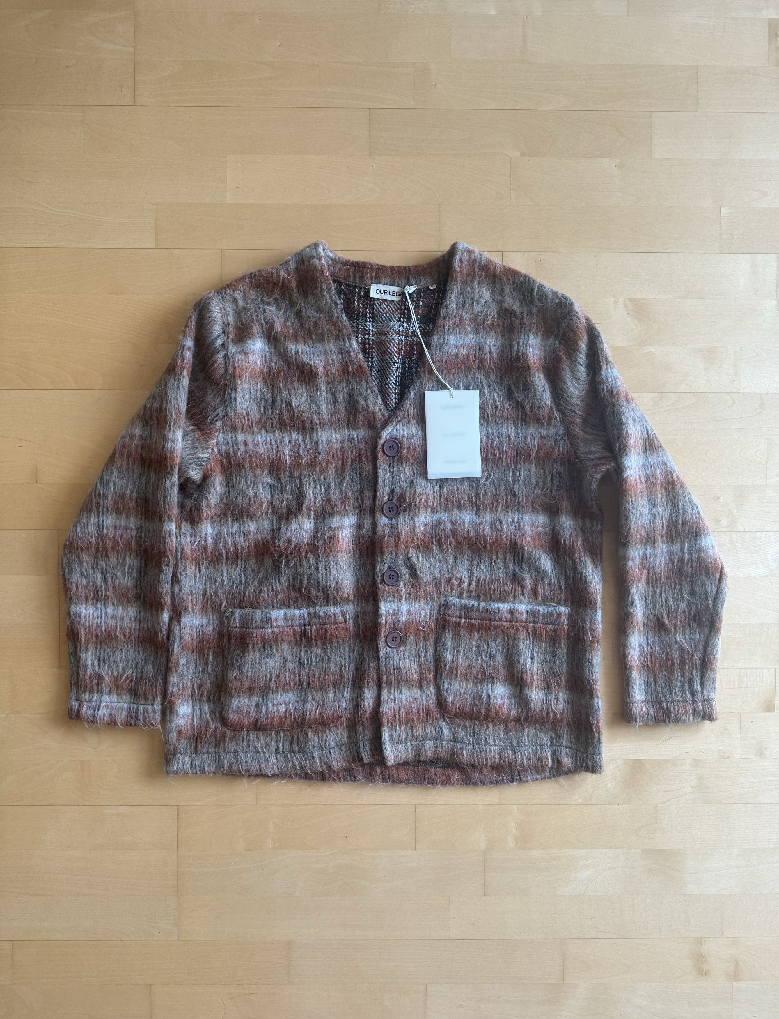 image of Our Legacy Ss22 Ament Check Mohair Cardigan in Brown, Men's (Size XL)