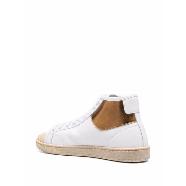 Saint Laurent Paris o1s1wg111024 Sl/39 Mid Top Sneakers in Blanc/Golden Brown Size US 11.5 / IT 41.5 - 4 Thumbnail