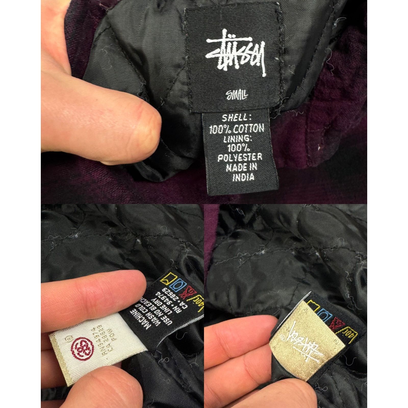 Stussy Stüssy Men's Black Red Cotton Check Flannel Shacket Small Size US S / EU 44-46 / 1 - 2 Thumbnail