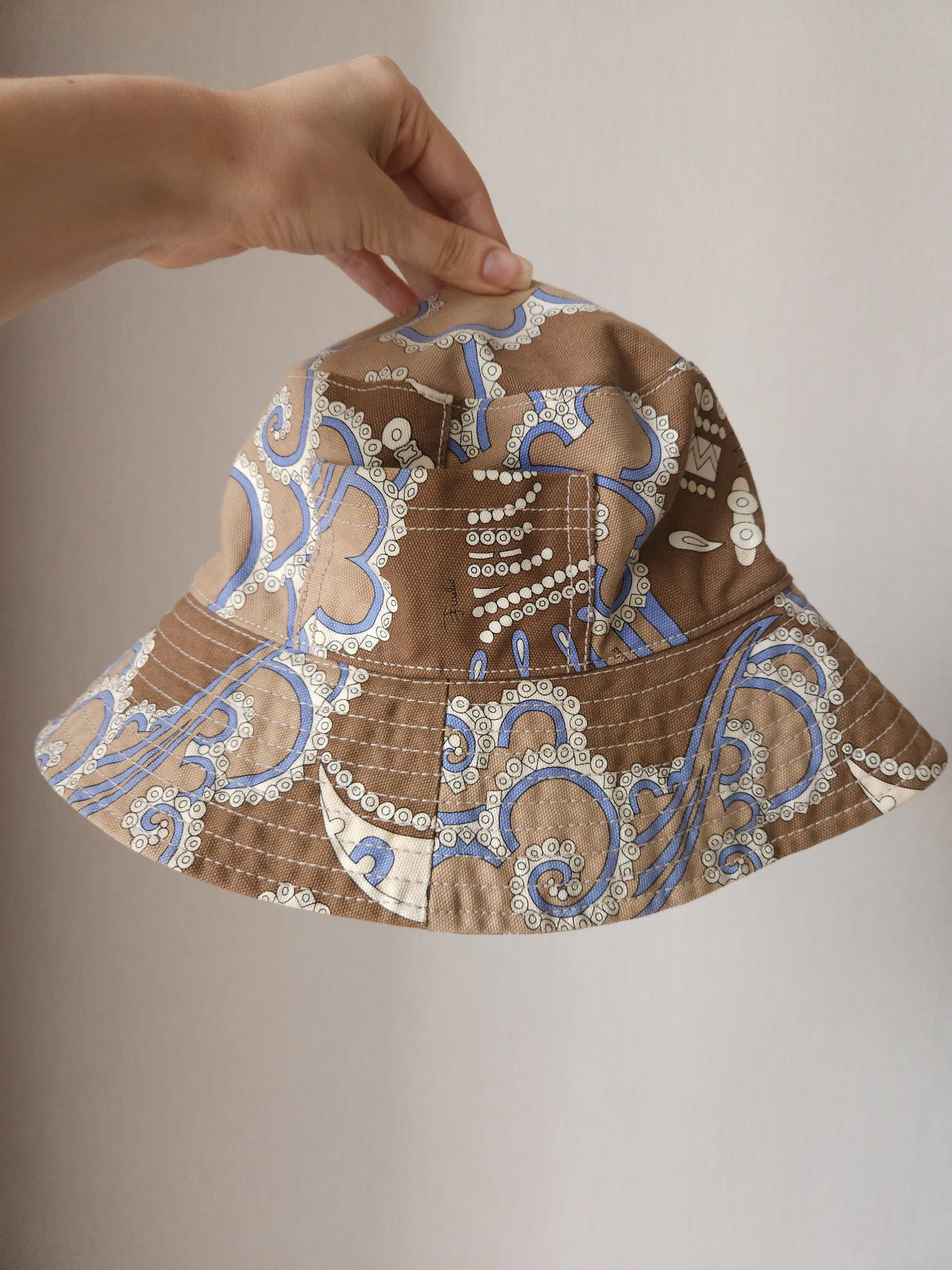 Emilio Pucci Emilio Pucci Brown Pattern Canvas Bucket Hat Size ONE SIZE - 8 Thumbnail