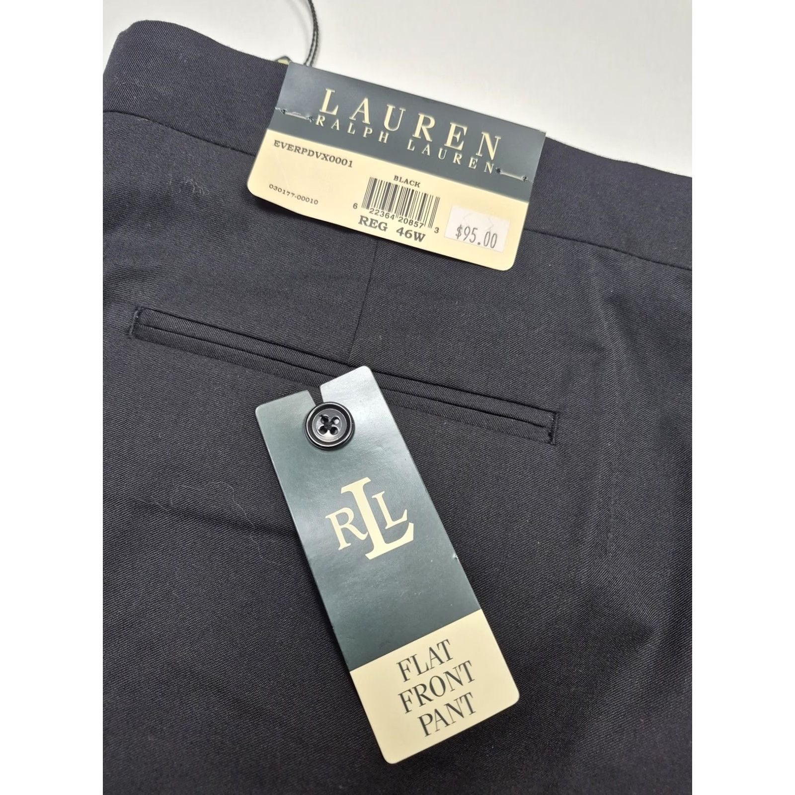 Ralph Lauren Lauren Ralph Lauren Dress Pants Mens 46 Waist Black Polyester Rayon Flat Front NWT Size US 30 / EU 46 - 3 Thumbnail