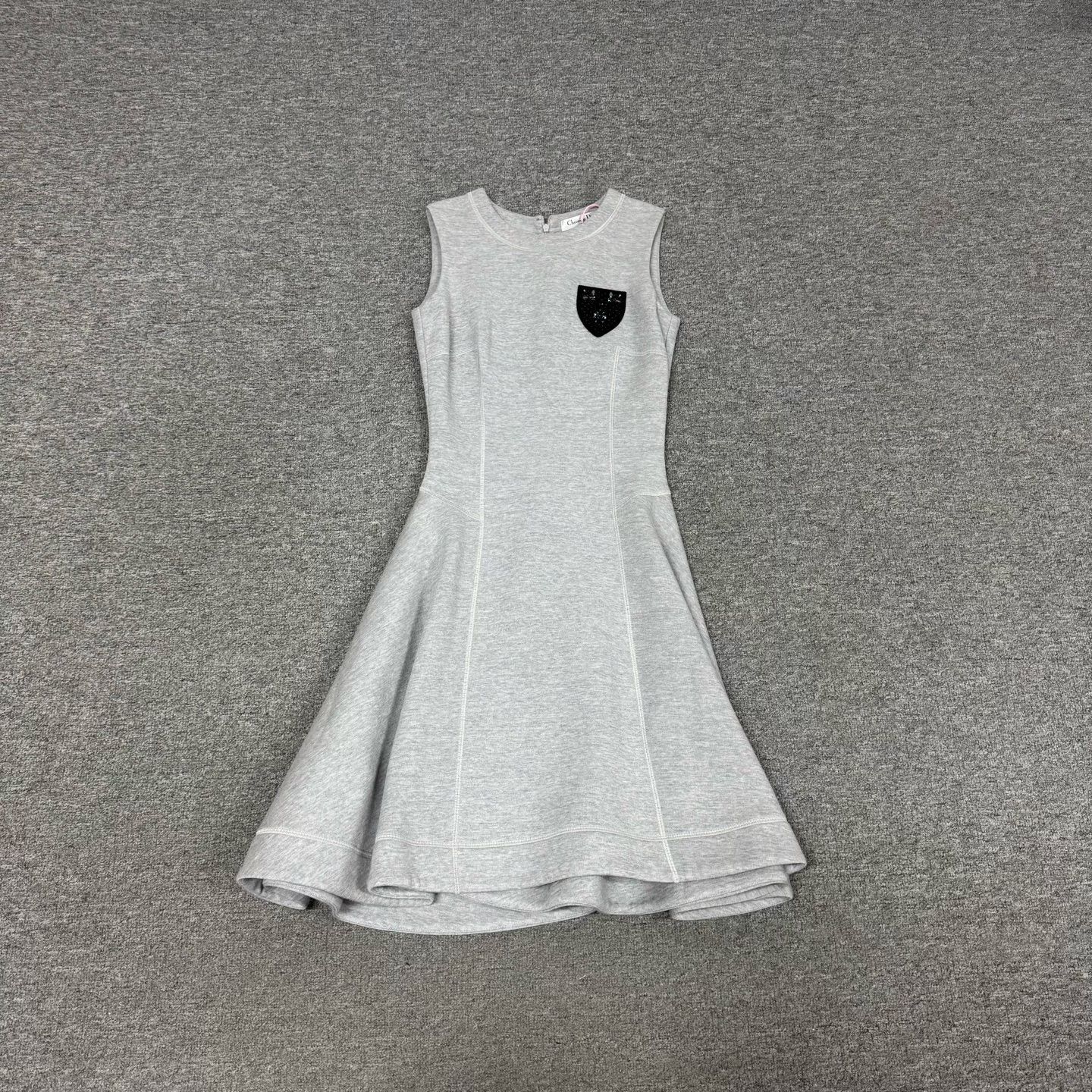 Dior Christian Dior Gray Crystal Shield Sleeveless Dress Size XXS / US 00 / IT 34 - 1 Thumbnail
