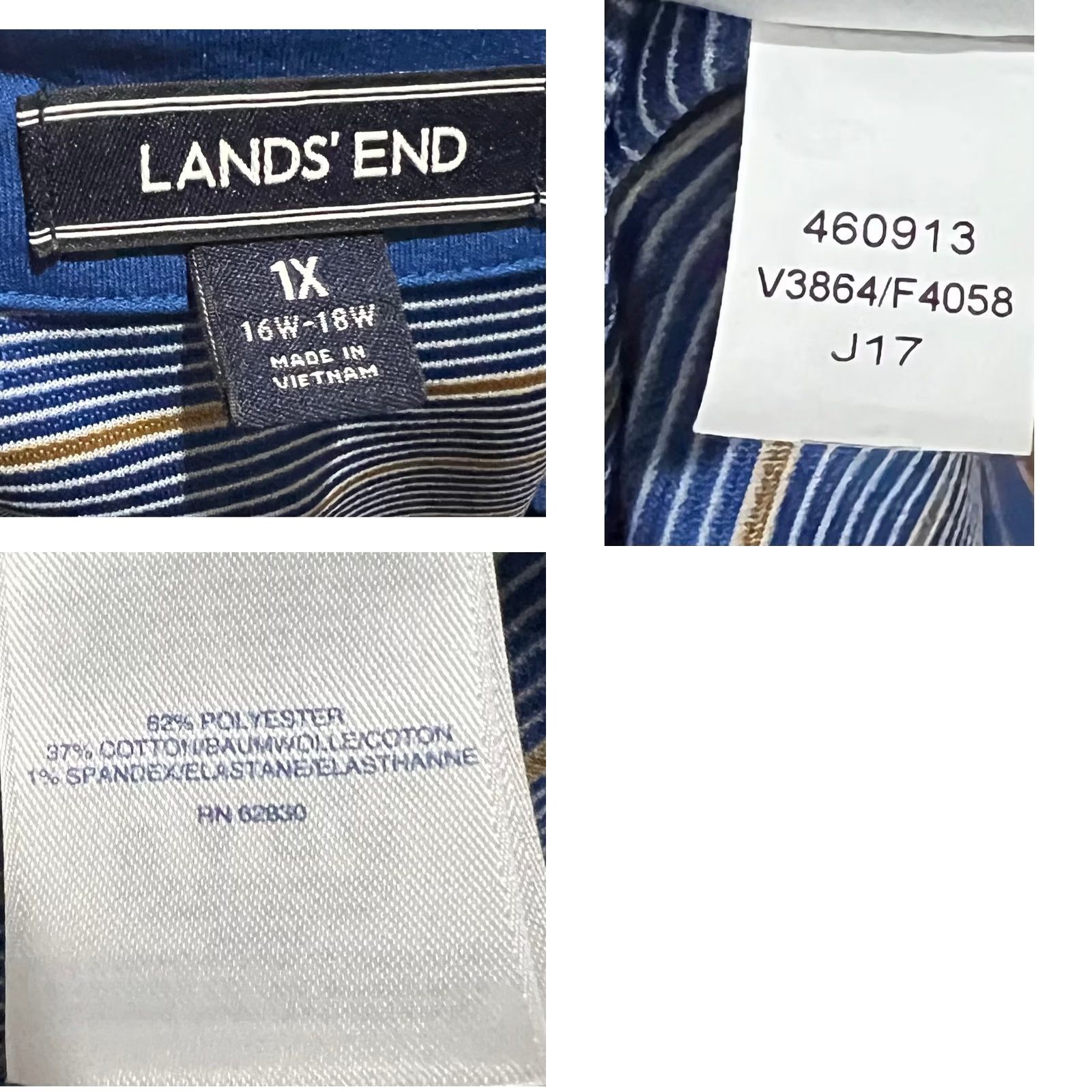 Lands' End Lands' End Dress Womens Plus 1X Tee Shirt Shift Striped Pockets Coastal Nautical Shirt Dress Knee Length Boat Neck Short Sleeve Womens Size XL / US 12-14 / IT 48-50 - 8 Thumbnail