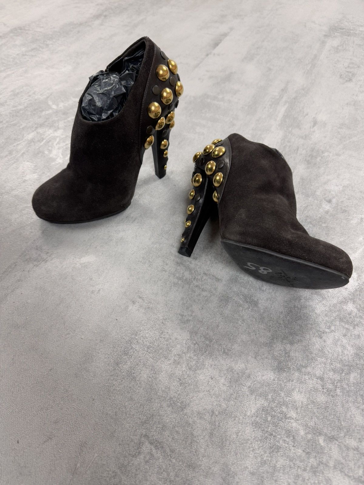 Gucci Gucci Suede Heels Leather Brown Studded Shoes 208394 Size US 6 / IT 36 - 5 Thumbnail