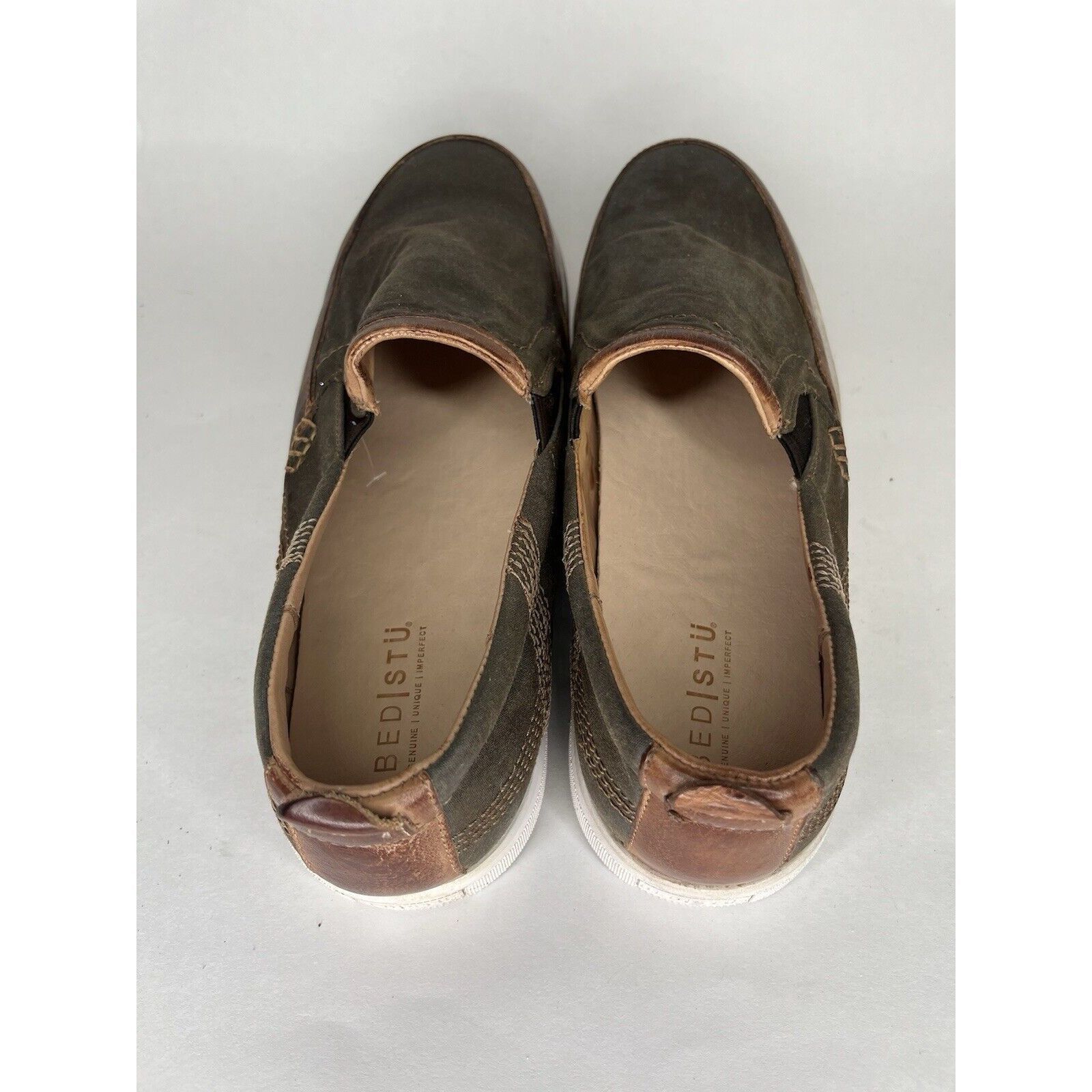 Bed Stu Bed Stu Green Canvas Brown Leather Casual Loafers Shoes Men Size US 13 / EU 46 - 11 Thumbnail