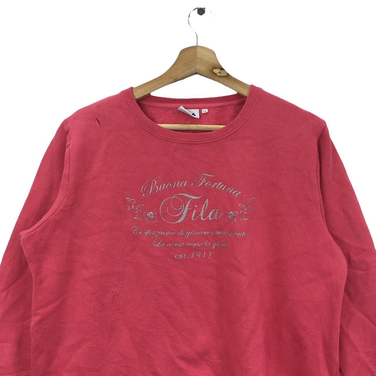 Fila Vtg 90’ FILA BIELLA ITALIA Center Logo Pink Sweatshirt Size L / US 10 / IT 46 - 2 Thumbnail