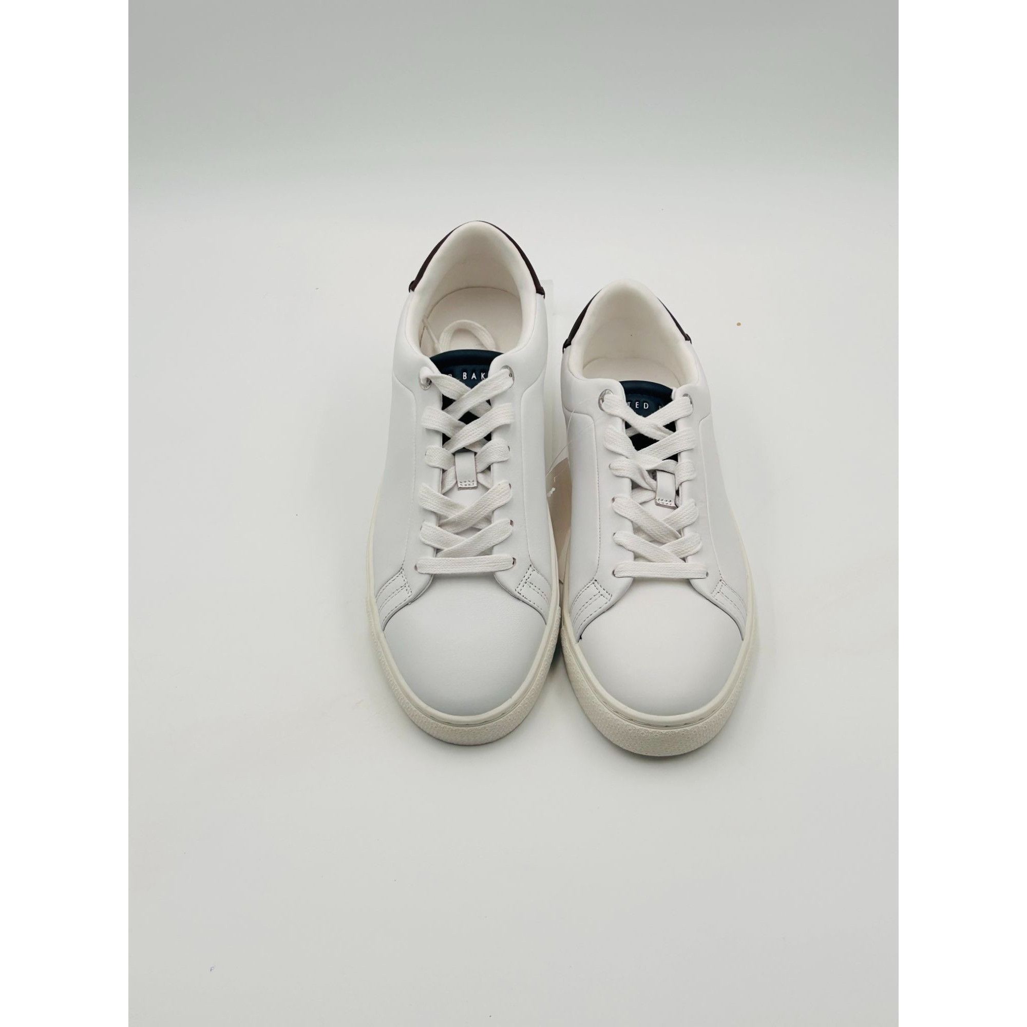 Ted Baker Ted Baker Men White Leather Low Top Sneakers Burgundy Heel C Size US 8.5 / EU 41-42 - 2 Thumbnail