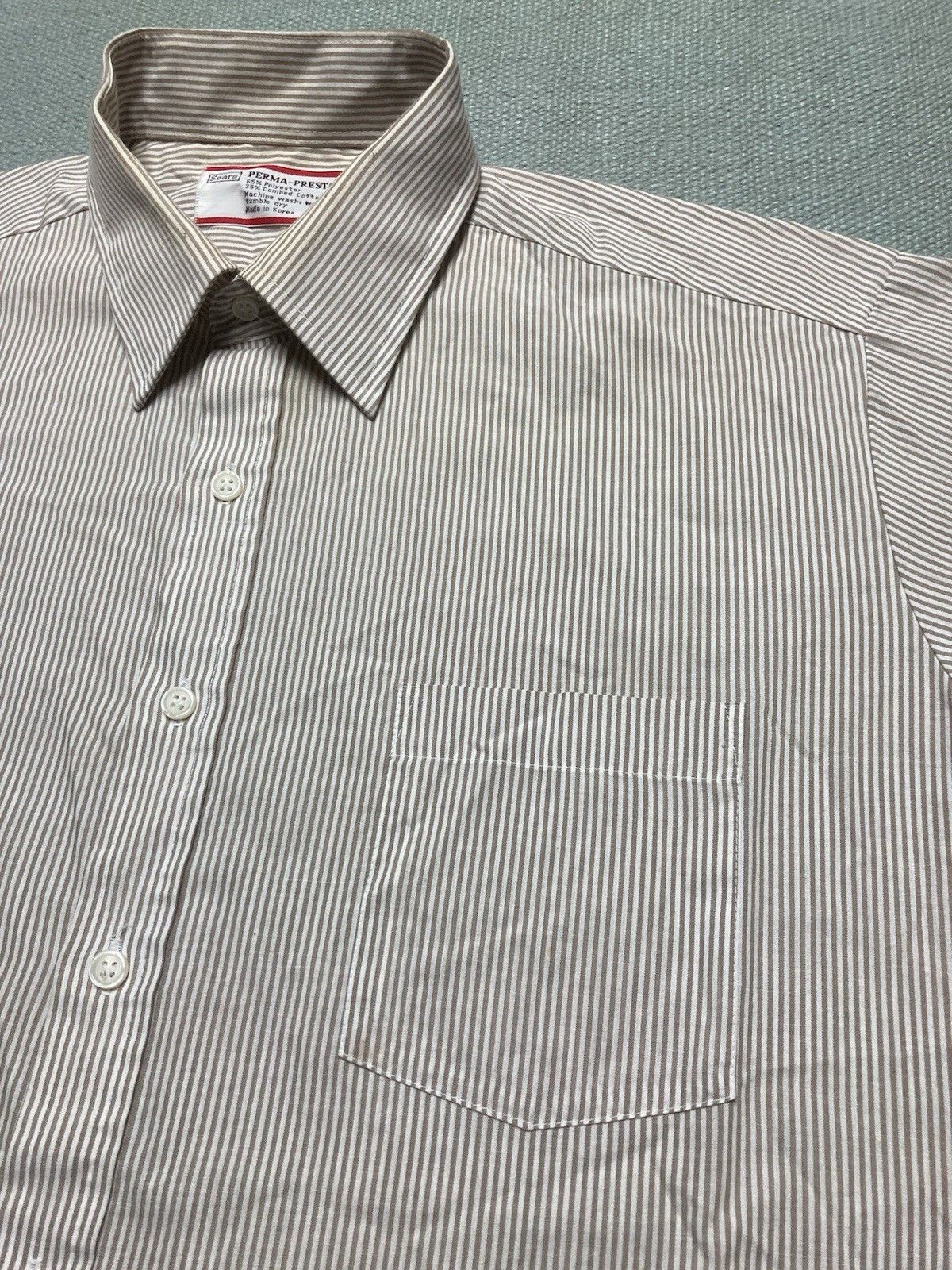 Vintage Vtg 80s button shirt Sears poly cotton pinstripe men’s XL Size US XL / EU 56 / 4 - 3 Thumbnail