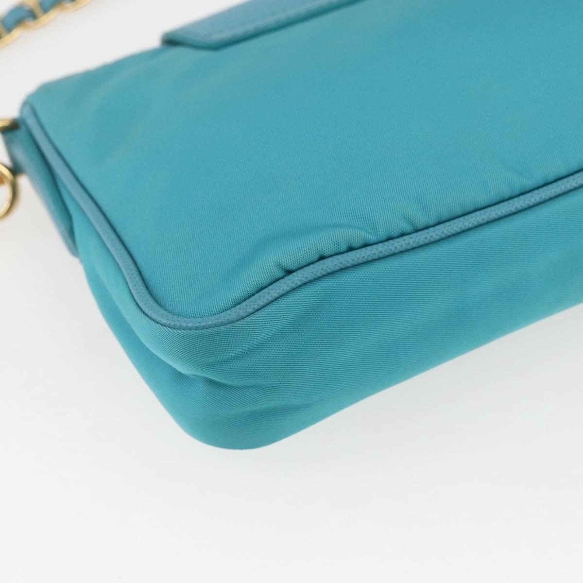 Prada Prada Nylon Chain Shoulder Bag Turquoise Size ONE SIZE - 12 Thumbnail