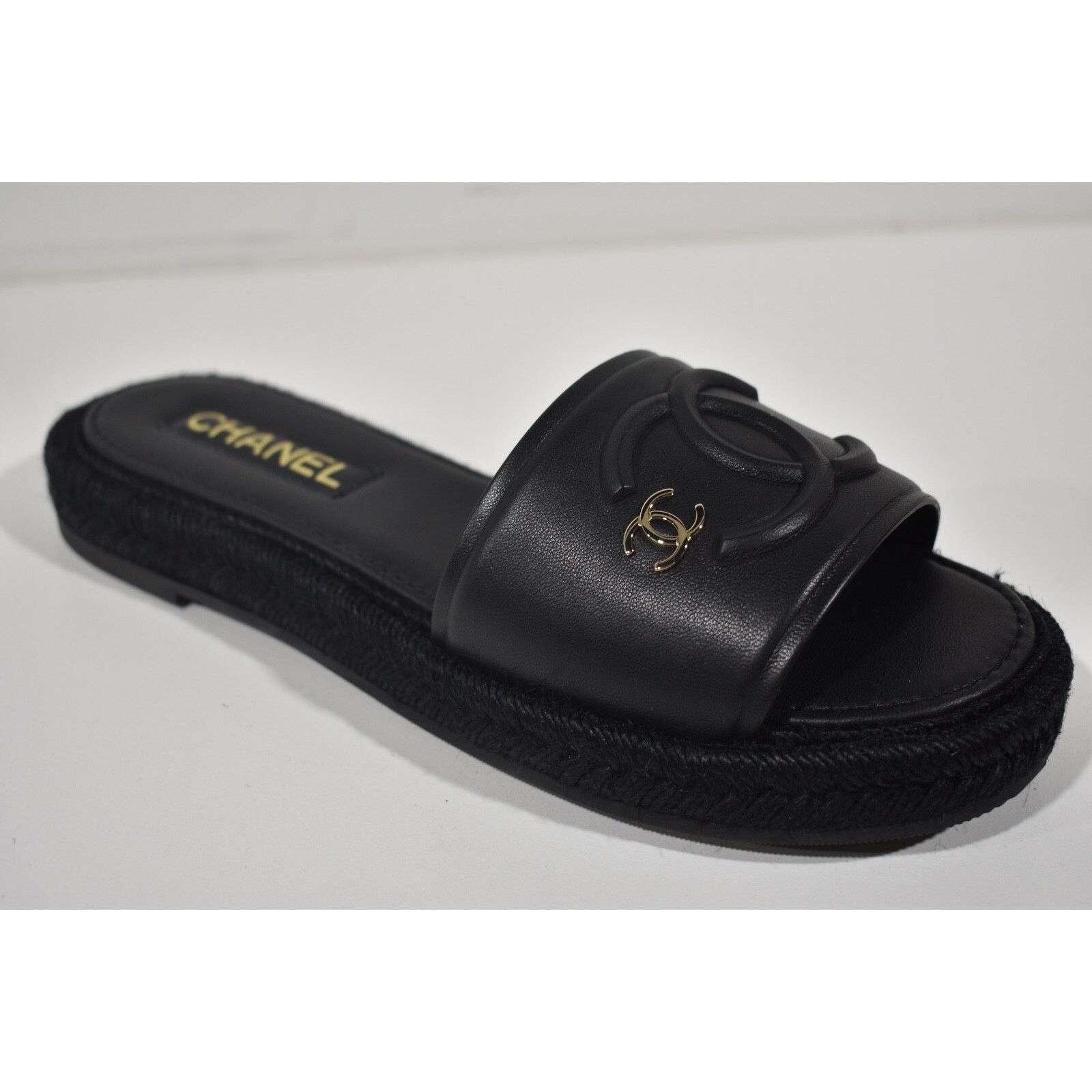Chanel Chanel 23C Black Lambskin Leather CC Logo Slide Size US 12 / IT 42 - 4 Thumbnail