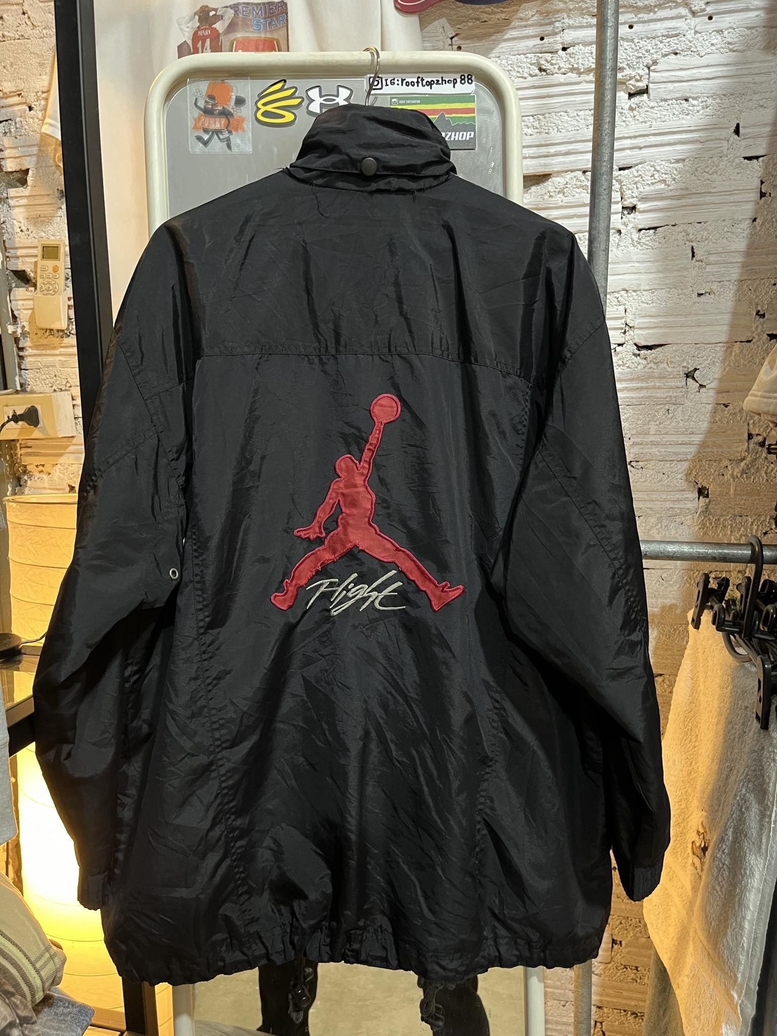 Image of Nike Air Jordan Flight Jacket Jumpman Big Logo 90's in Black, Men's (Size XL)