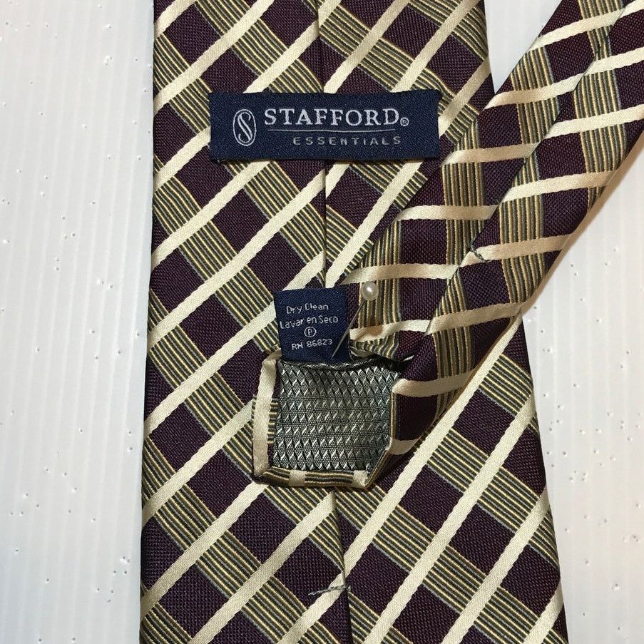 Stafford Stafford Essentials Purple Plaid Classic Wide Men Necktie Size ONE SIZE - 5 Thumbnail
