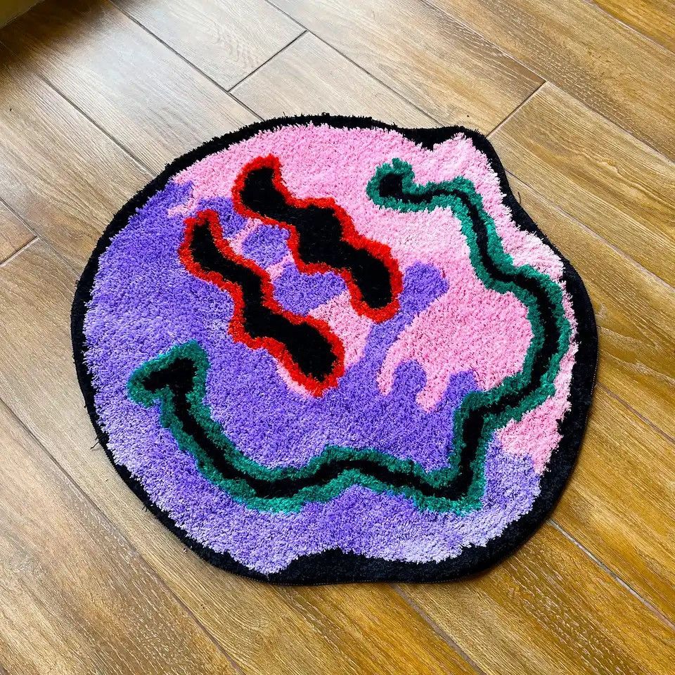 Japanese Brand × Vintage Trippy Smiling Rug Trippy Face Handmade Custom Rug Tufted Size ONE SIZE - 5 Thumbnail