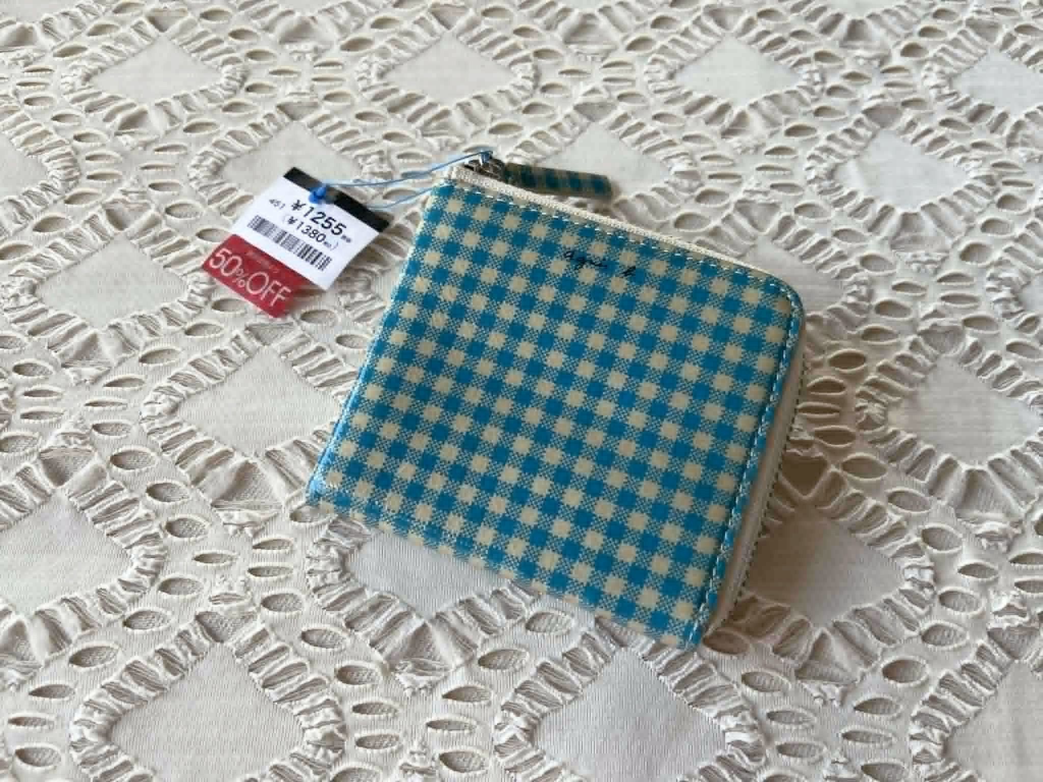 agnes b. 2000s agnes b. Wallet, Blue & Cream Gingham Half Zip wallet Size ONE SIZE - 1 Thumbnail