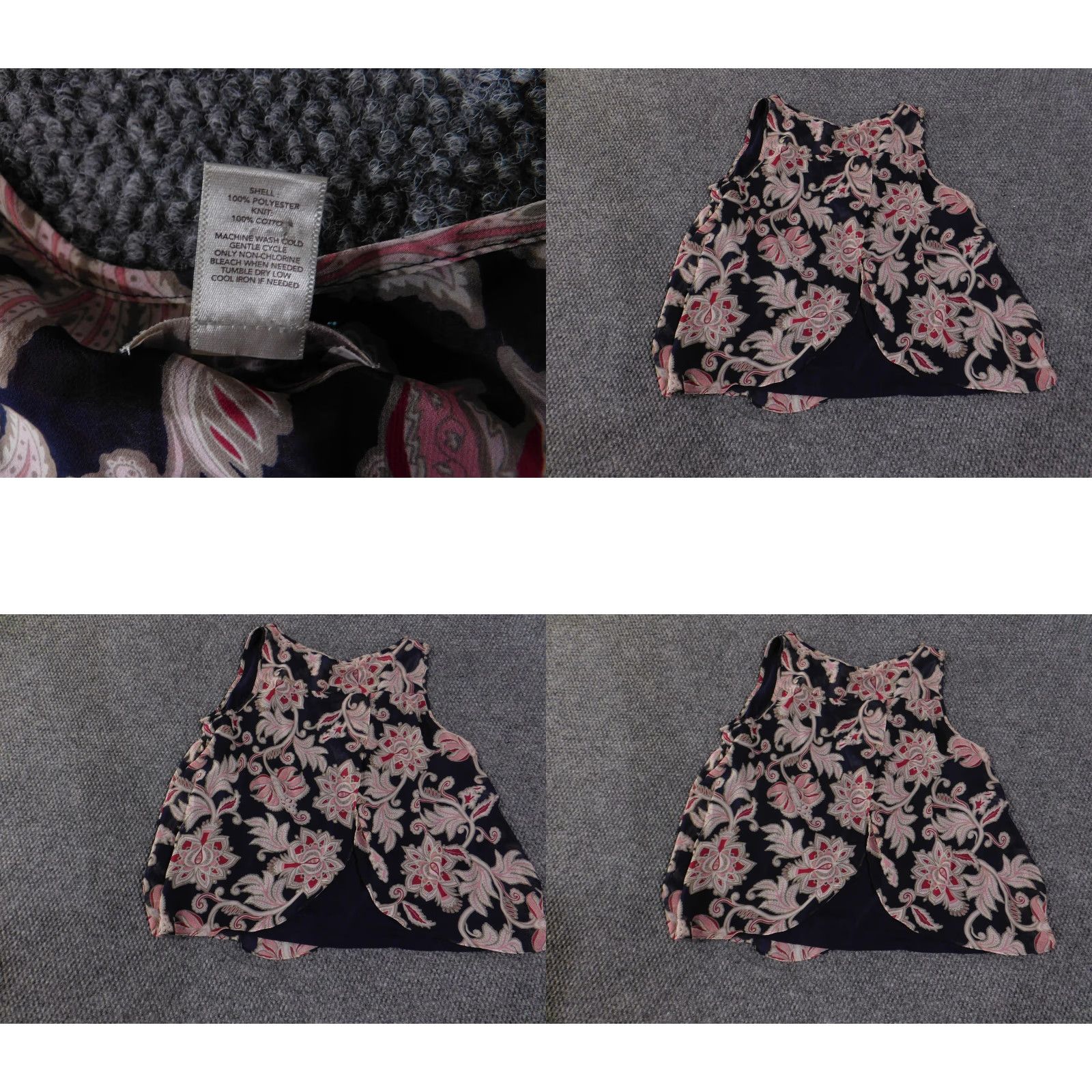 Loft LOFT Petites Sleeveless Shirt Womens Large Petite Navy Pink Floral Split Back Blouse Paisley Sleeveless Ladies Size L / US 10 / IT 46 - 8 Thumbnail