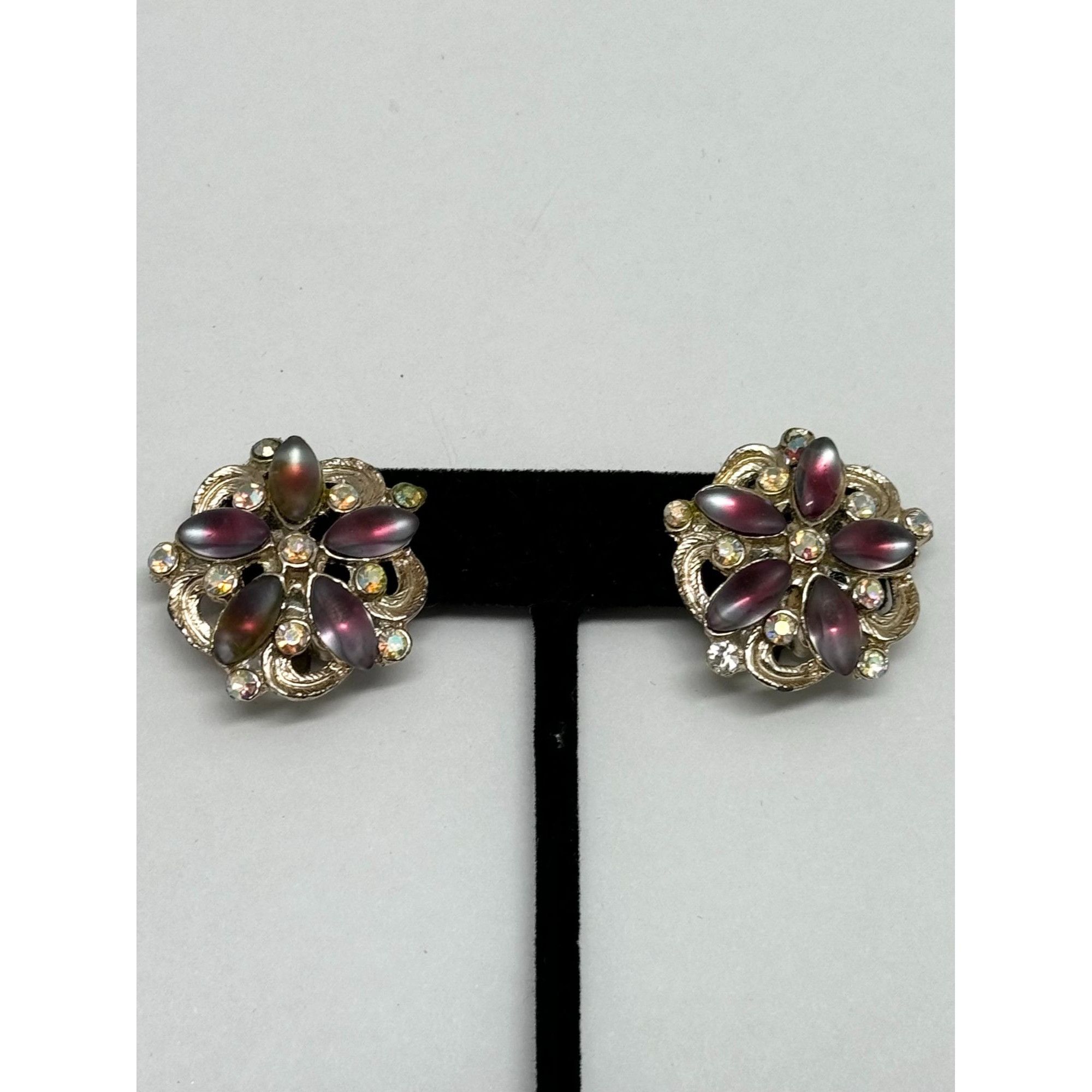 Vintage Vintage pink rhinestone flower earrings Size ONE SIZE - 4 Thumbnail