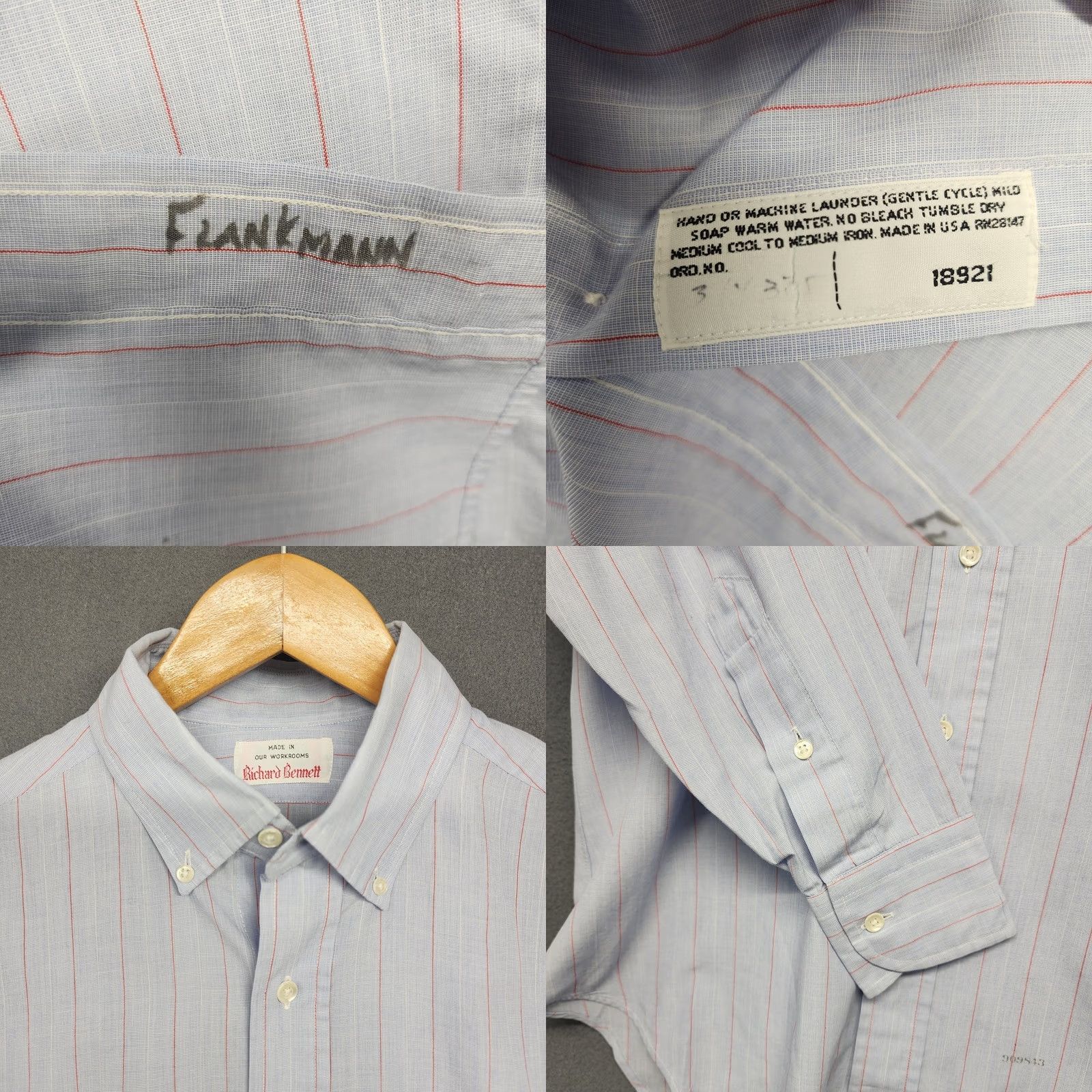 Vintage VINTAGE Richard Bennett Dress Shirt Mens Medium Blue Striped Office 80s Long Sleeve Button Down Collar USA Size US M / EU 48-50 / 2 - 8 Thumbnail
