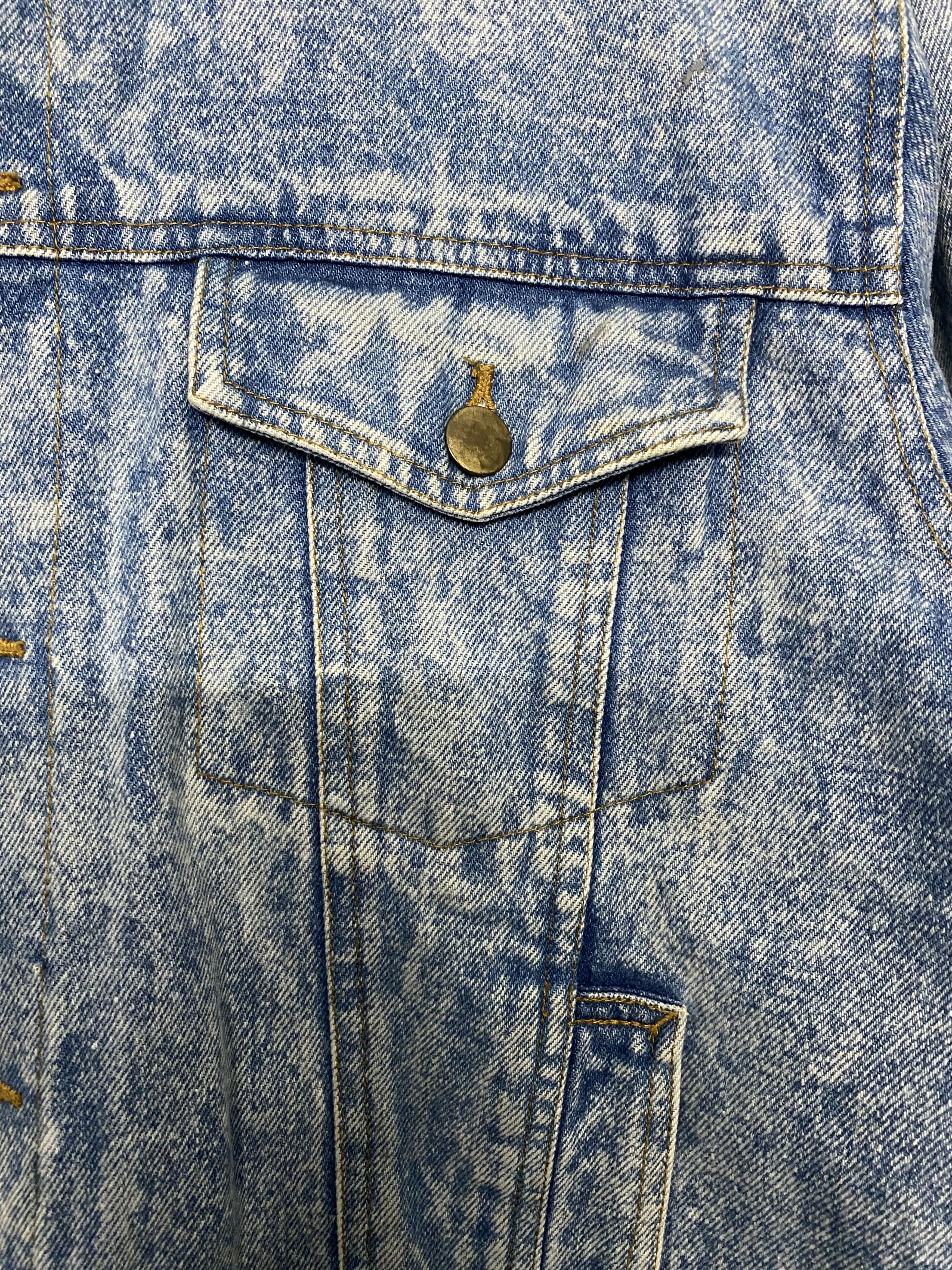 Vintage 80s Japanese PIA Acid Wash Denim Trucker Jacket Size US L / EU 52-54 / 3 - 10 Thumbnail