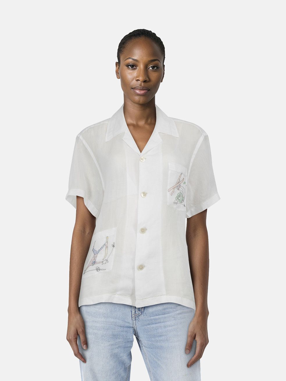Bode Skiers Embroidered Camp Shirt Size S / US 4 / IT 40 - 1 Thumbnail