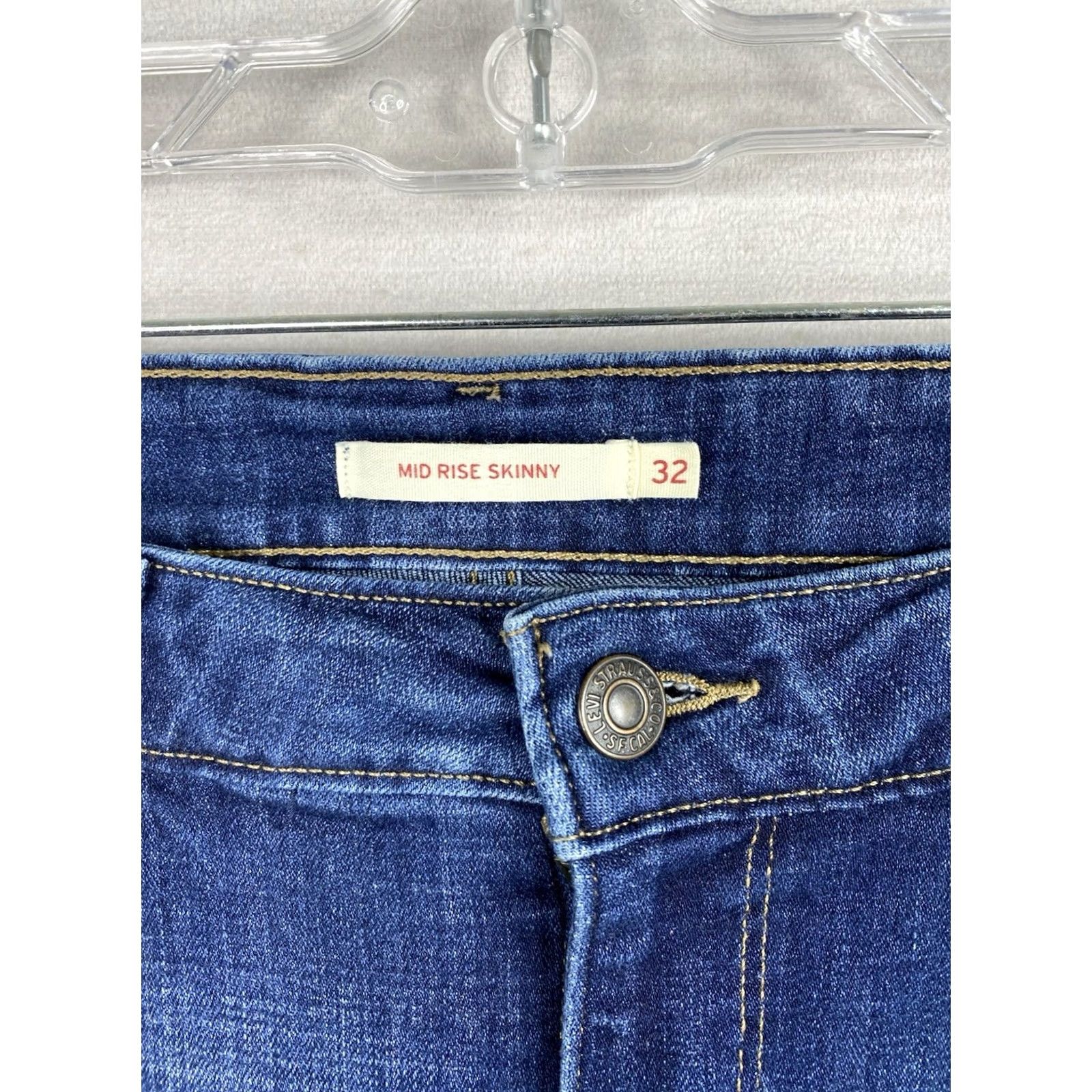 Levi's Levi's Jeans Women 32 Dark Blue Denim Mid Rise Skinny Stretch Pockets 5-Pocket Design City College Size 24" / US 00 / IT 34 - 3 Thumbnail