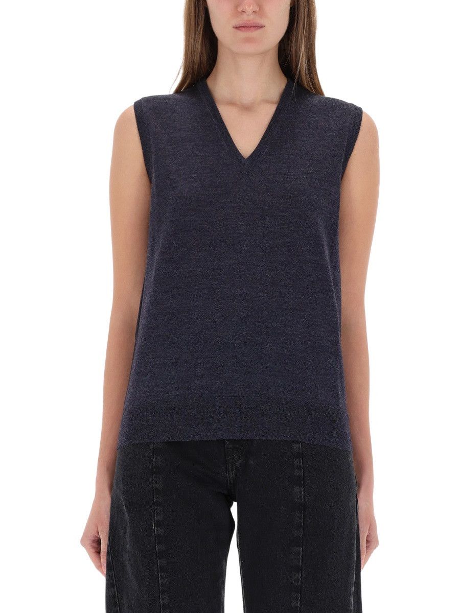 Maison Margiela MAISON MARGIELA V-NECK VEST - BLUE Size L / US 10 / IT 46 - 1 Thumbnail