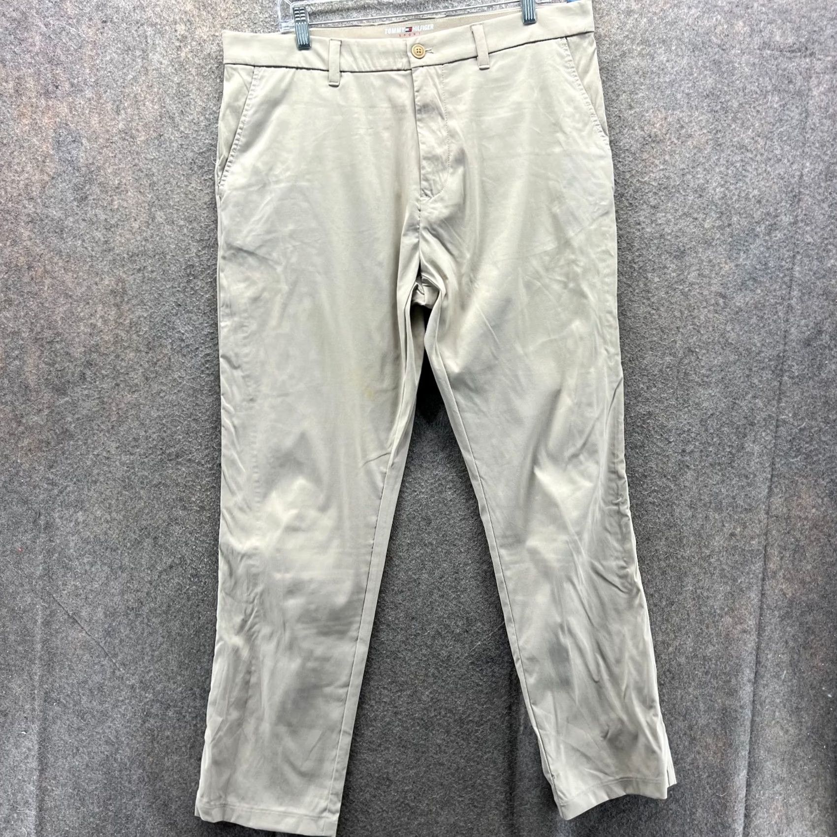 Tommy Hilfiger VINTAGE Tommy Hilfiger Dress Pants Mens 36x32 Beige Chino Tan Trouser Sport Khaki Suitwear Tight Silhouette Regular Mens Beige Chino Pants 90s? Size 36R - 2 Thumbnail