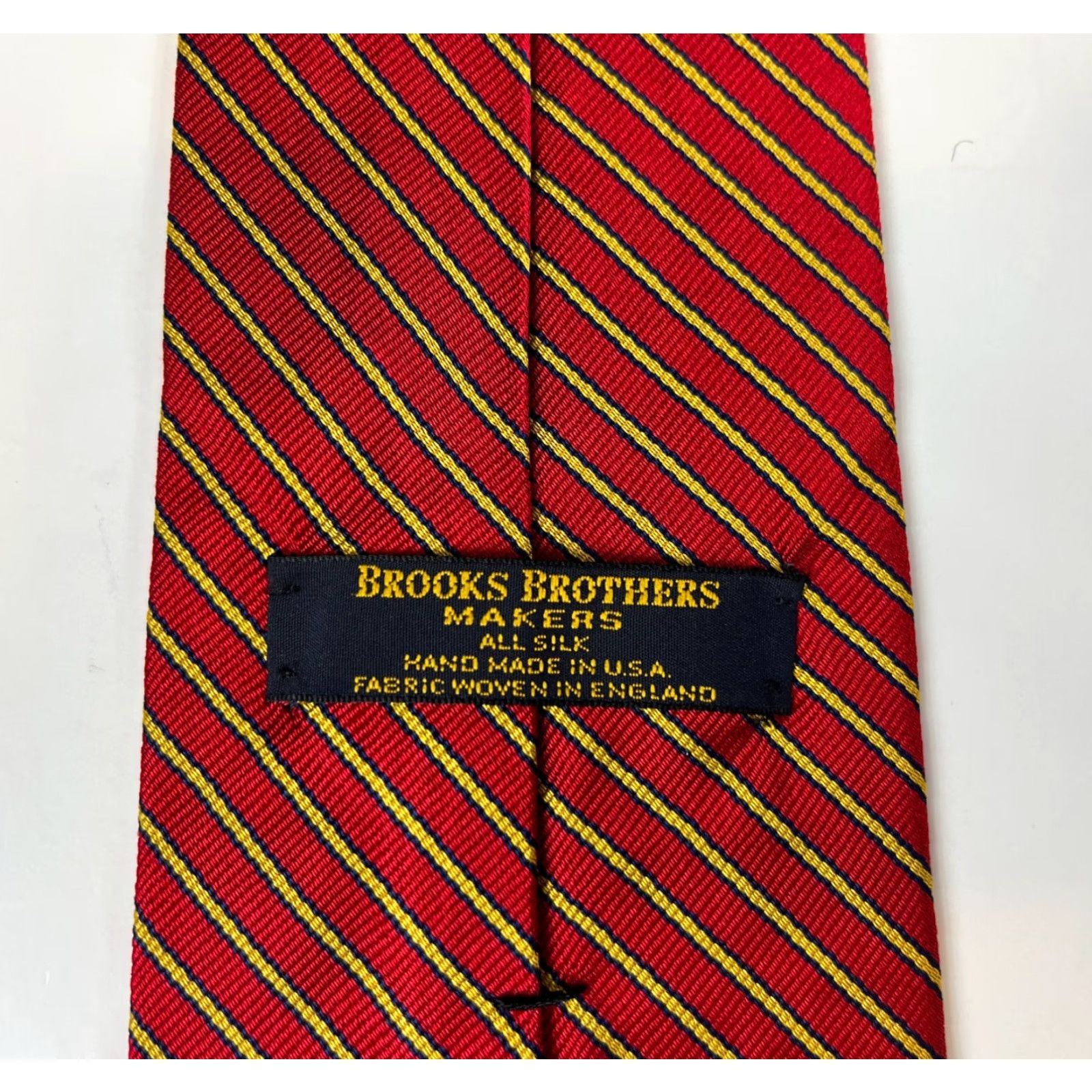 Brooks Brothers Brooks Brothers Makers Silk Tie Striped Men’s Tie, Red, 100% Silk, Woven in England, Made in USA, Length 58", Width 3.75" Size ONE SIZE - 7 Thumbnail