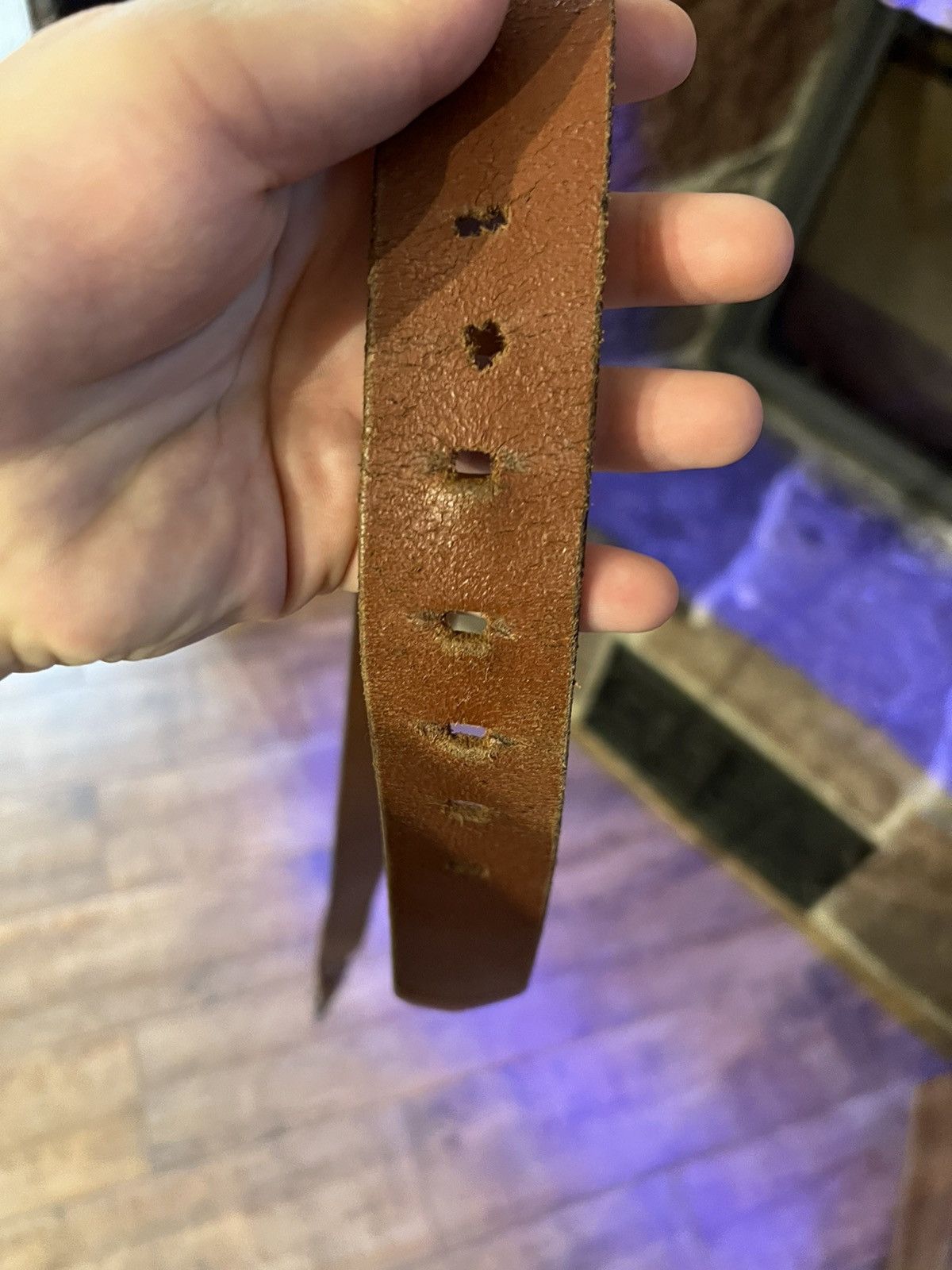 Leather × Vintage Leather belt - butterfly , 85 cm vintage Size ONE SIZE - 9 Thumbnail