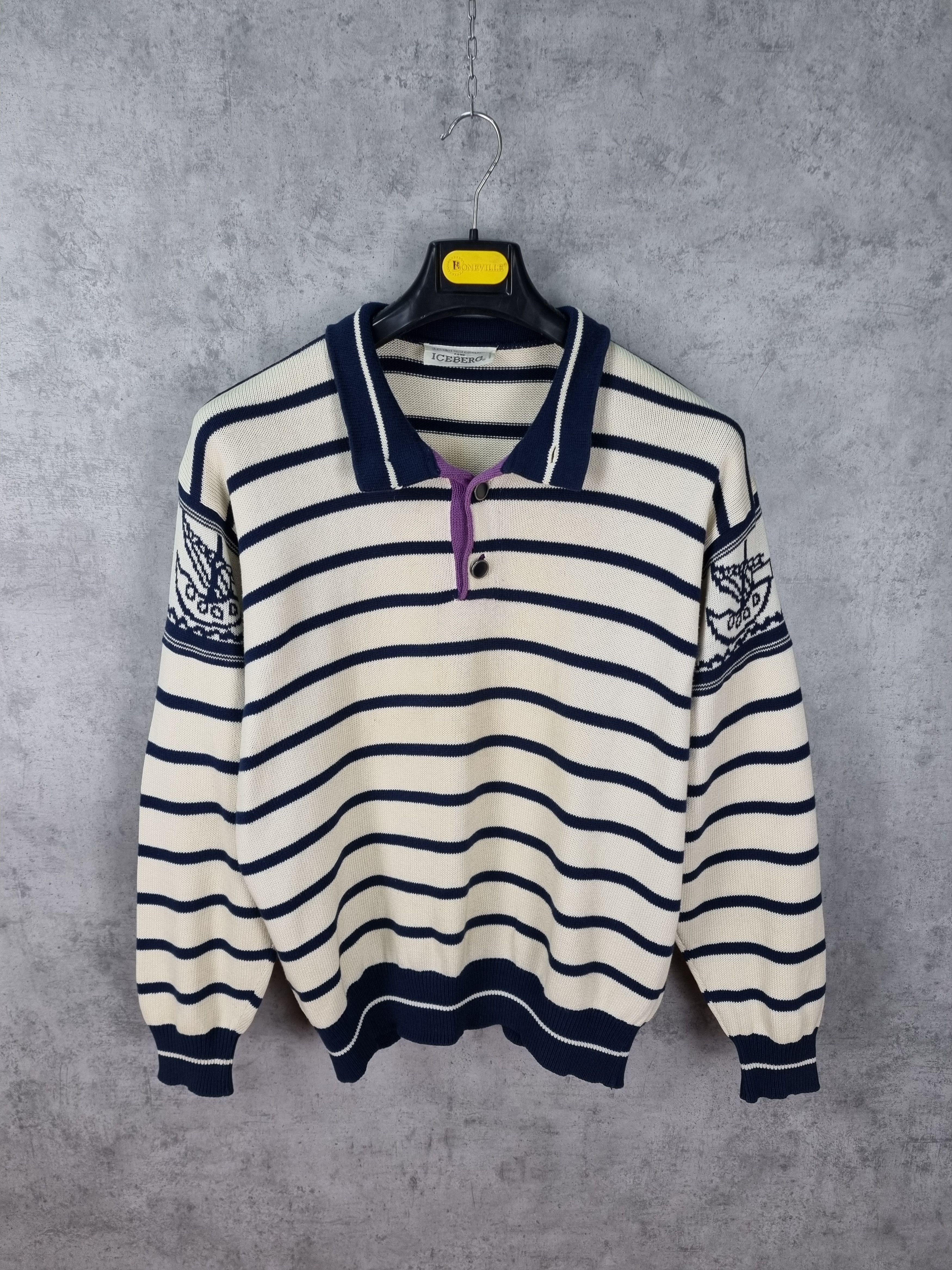 Iceberg × Jean Charles De Castelbajac Striped Castelbajac pour Iceberg Knitted Sweater Size US L / EU 52-54 / 3 - 2 Thumbnail