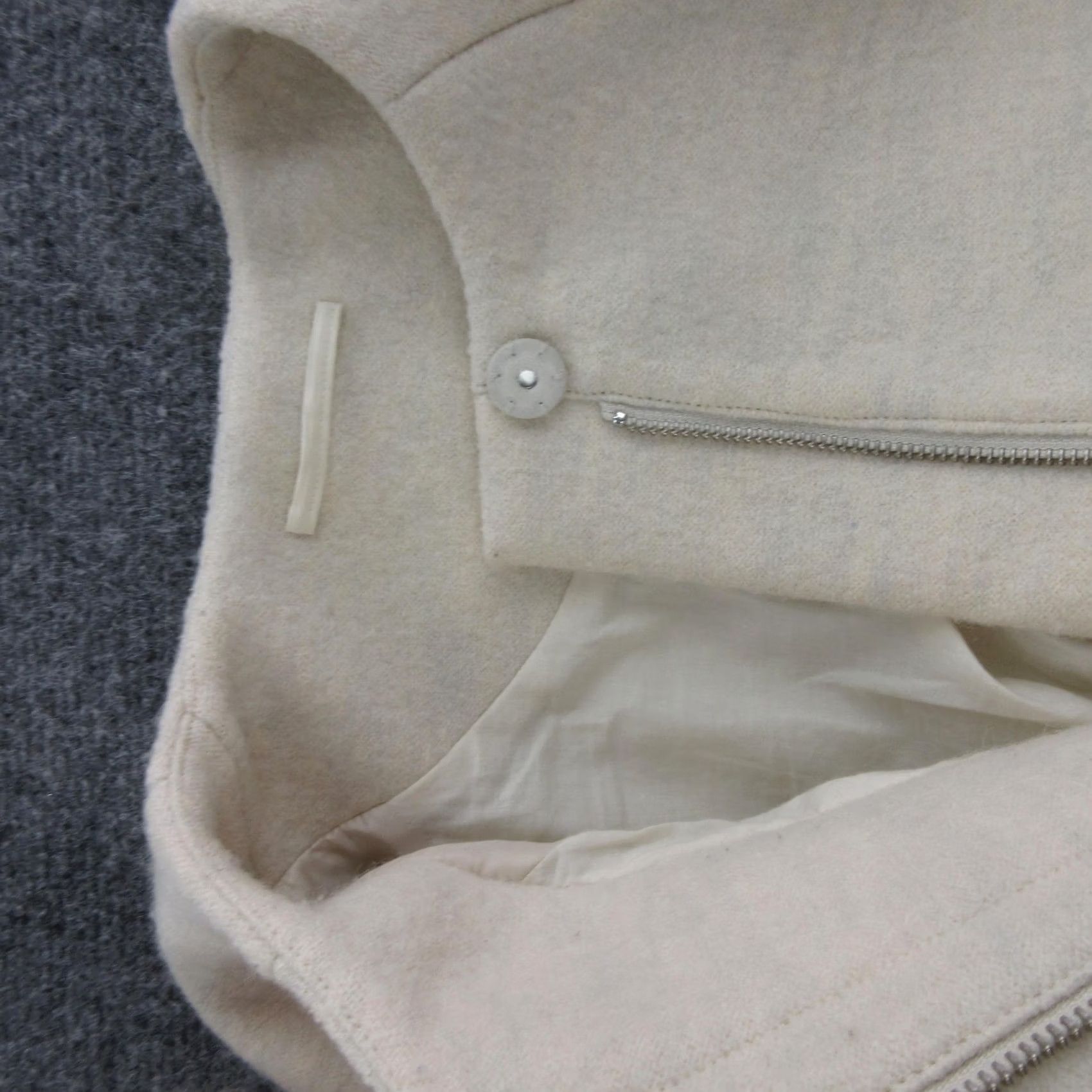 Cos COS Coat Womens 12 White Wool Zip Front Collarless Lined Pockets Mid Length Size XL / US 12-14 / IT 48-50 - 5 Thumbnail