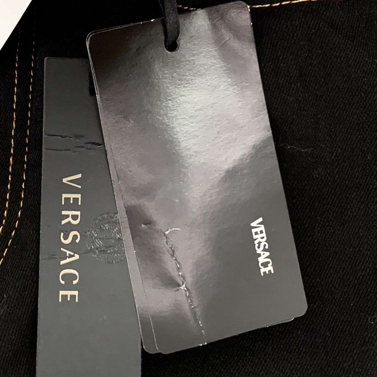 Versace Versace Black Logo Cut Line Cotton Casual Trousers K26WX Size US 32 / EU 48 - 9 Thumbnail