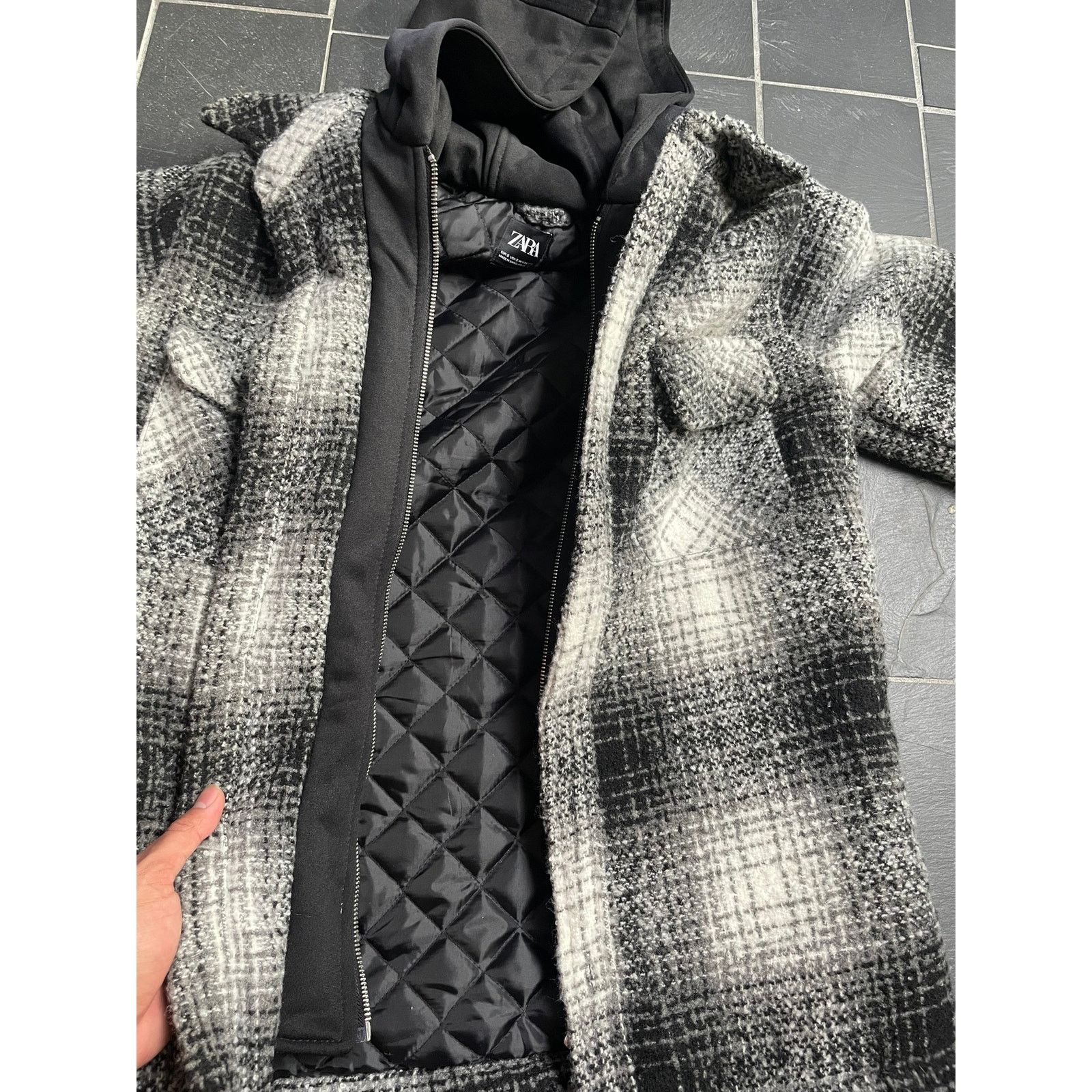 Zara Heavy Weight Wool Flannel Hoodie Jacket ZARA Size US S / EU 44-46 / 1 - 5 Thumbnail
