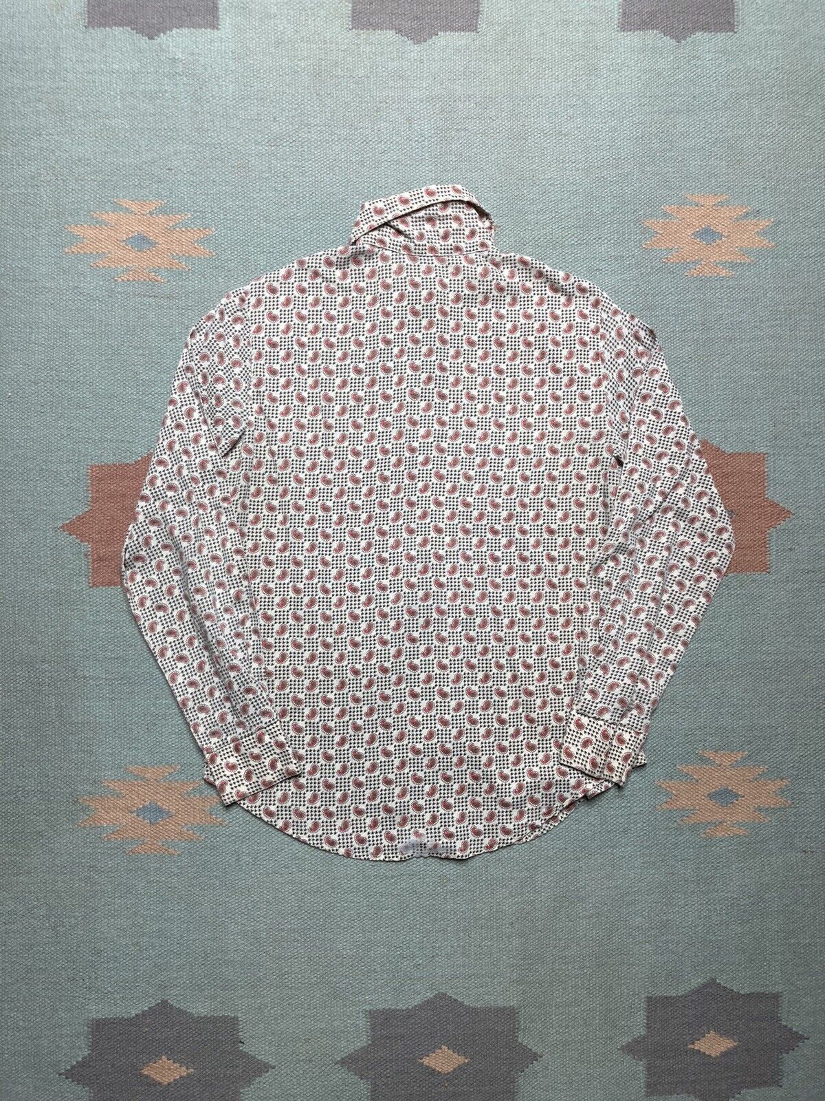 Vintage 60s button shirt paisley all over print dagger thin women M Size M / US 6-8 / IT 42-44 - 4 Thumbnail