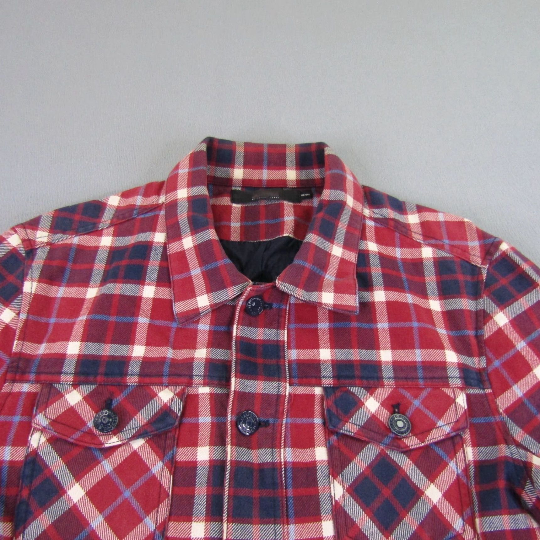 Vintage Jason Wood Jacket Mens Large Red Plaid Twill Flannel Shacket Button Up Coat Size US L / EU 52-54 / 3 - 4 Thumbnail