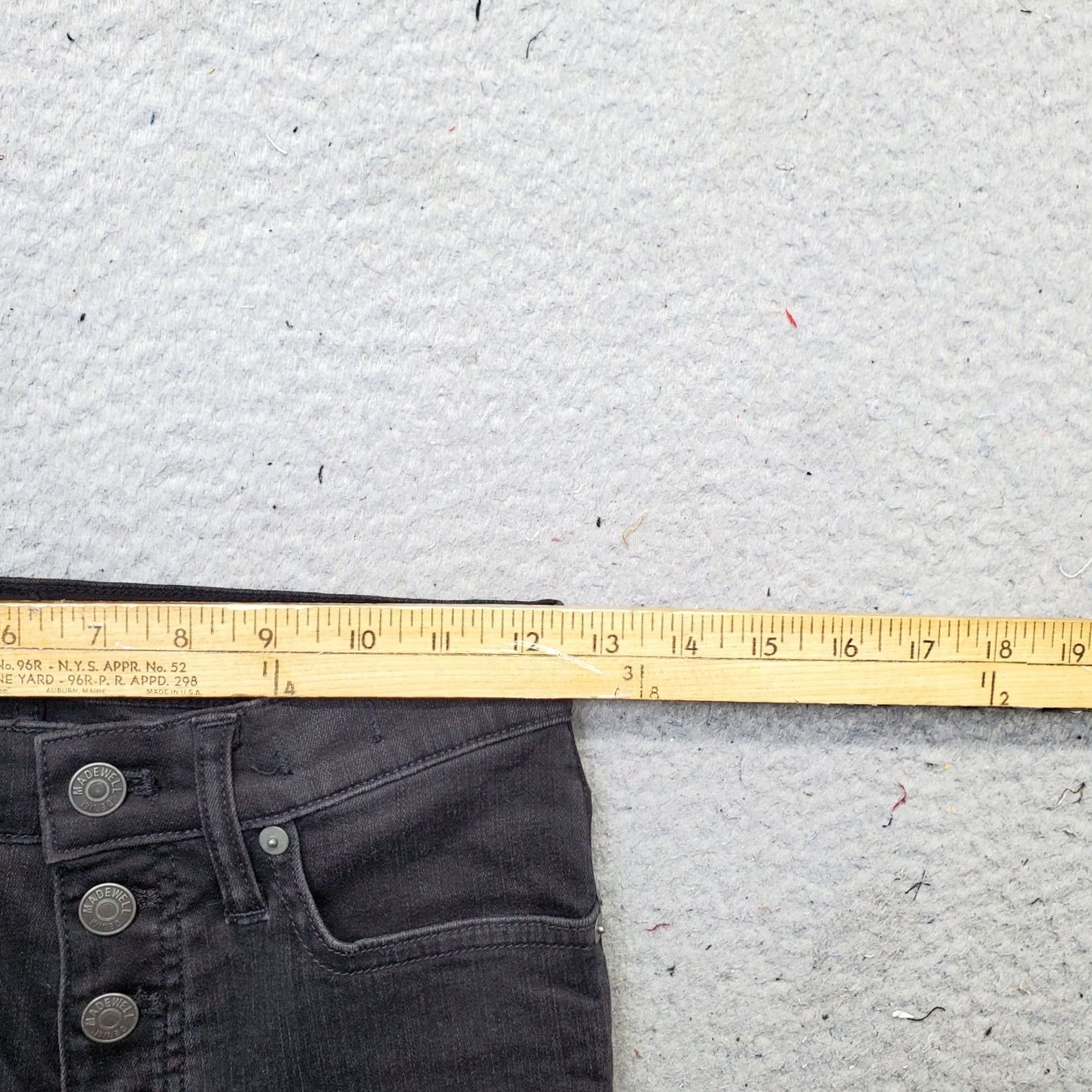 Madewell Madewell Jeans Womens 25 Black Denim 9" High Rise Skinny Button Fly Raw Hem Jeans Size 42" / US 20 - 6 Thumbnail