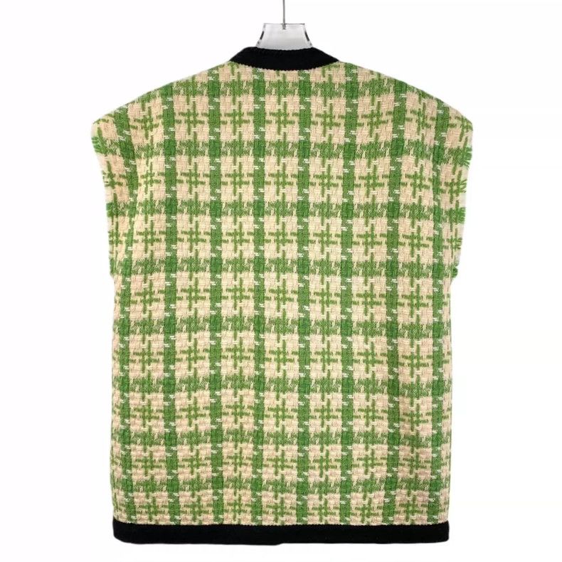 Gucci Gucci Light green wool woven tweed single-breasted vest jac Size S / US 4 / IT 40 - 2 Thumbnail