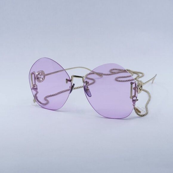 Gucci Gucci GG1203S 001 Sunglasses Gold With Detachable Gold Chain Size ONE SIZE - 1 Thumbnail