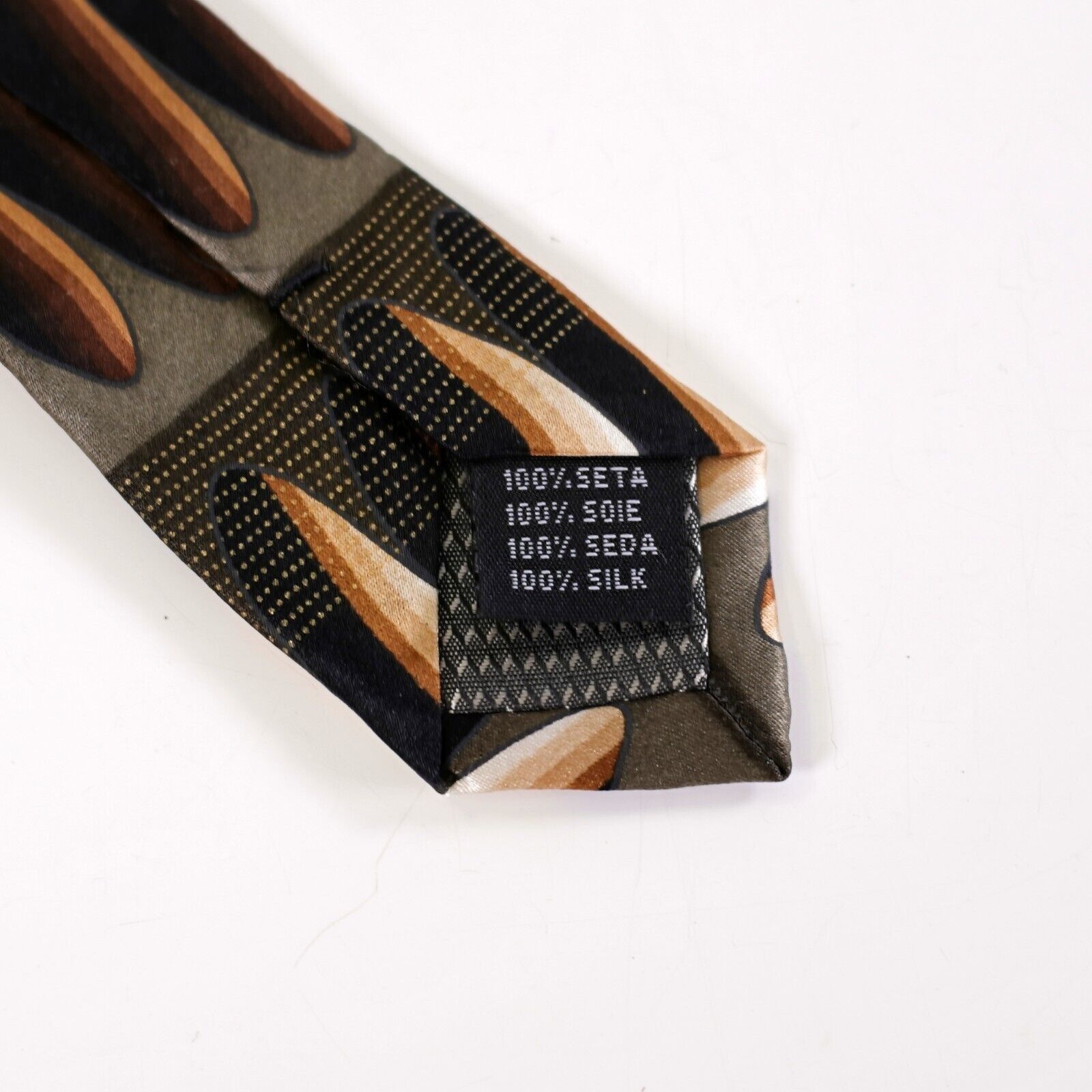 Croft & Barrow Croft & Barrow Green Brown Abstract Print Wide Silk Tie Size ONE SIZE - 4 Thumbnail