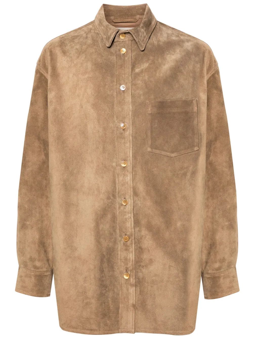 Marni o1w1db10526 Oversize Suede Shirt Jacket in Brown Size US L / EU 52-54 / 3 - 1 Thumbnail