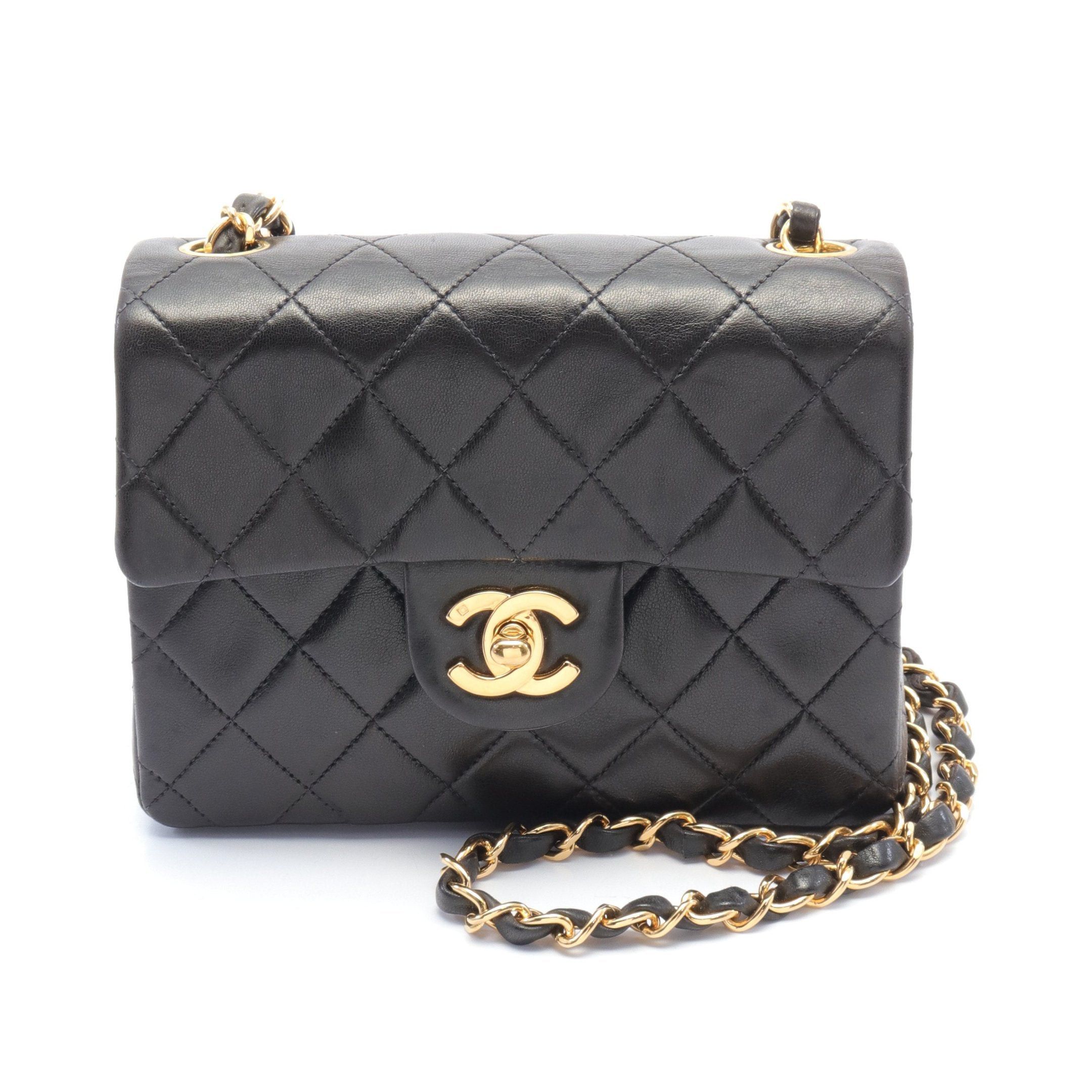 Chanel Chanel Mini Matelasse Chain Shoulder Bag Lambskin Black Gold Hardware Size ONE SIZE - 1 Thumbnail
