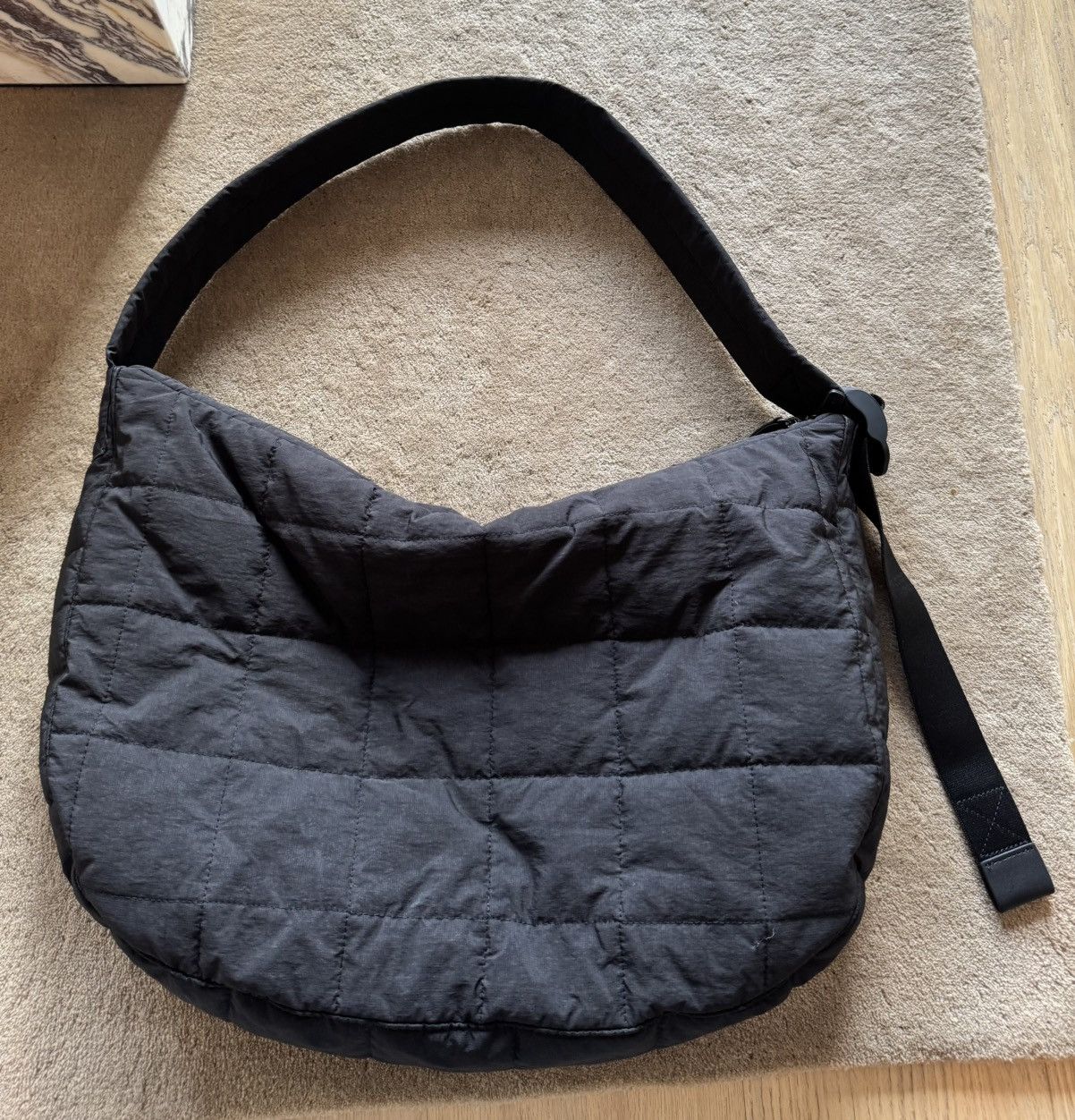 Cos Quilted Padded Messenger Tote Bag in Black, Men's