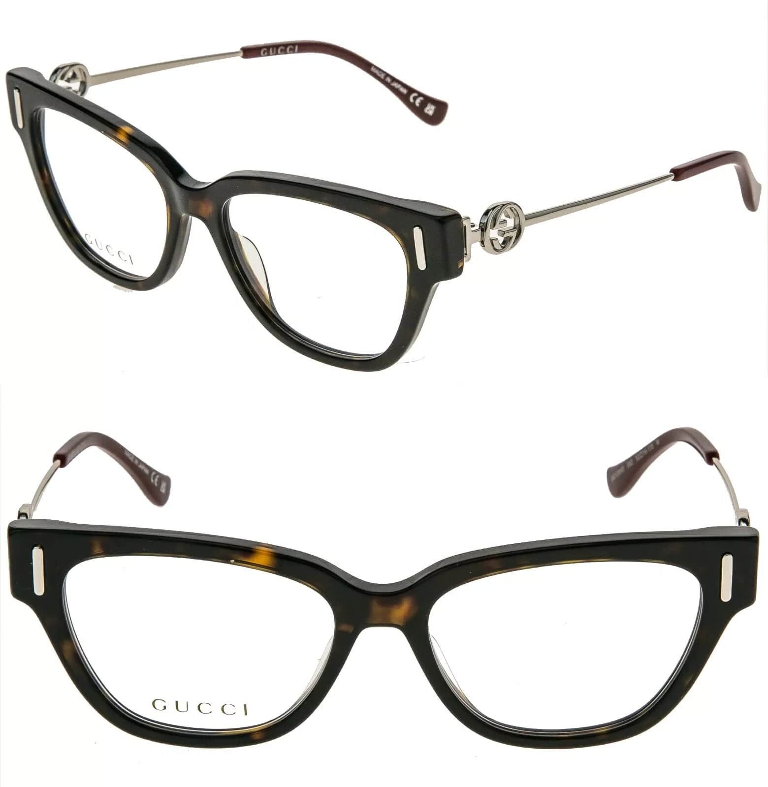 Gucci GUCCI 1205 Havana Silver Metal Logo Eyeglasses GG1205O 002 Size ONE SIZE - 1 Thumbnail