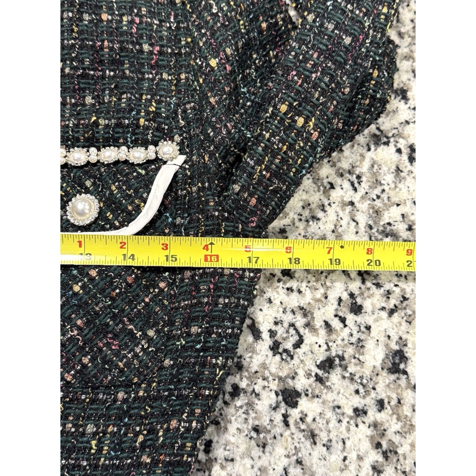 Vintage Sister Jane Dream Katarina Tweed Mini Sequin Dress Green M Womens Crew Neck Long Sleeve Party Cocktail Vintage-Inspired Old Money Size M / US 6-8 / IT 42-44 - 5 Thumbnail