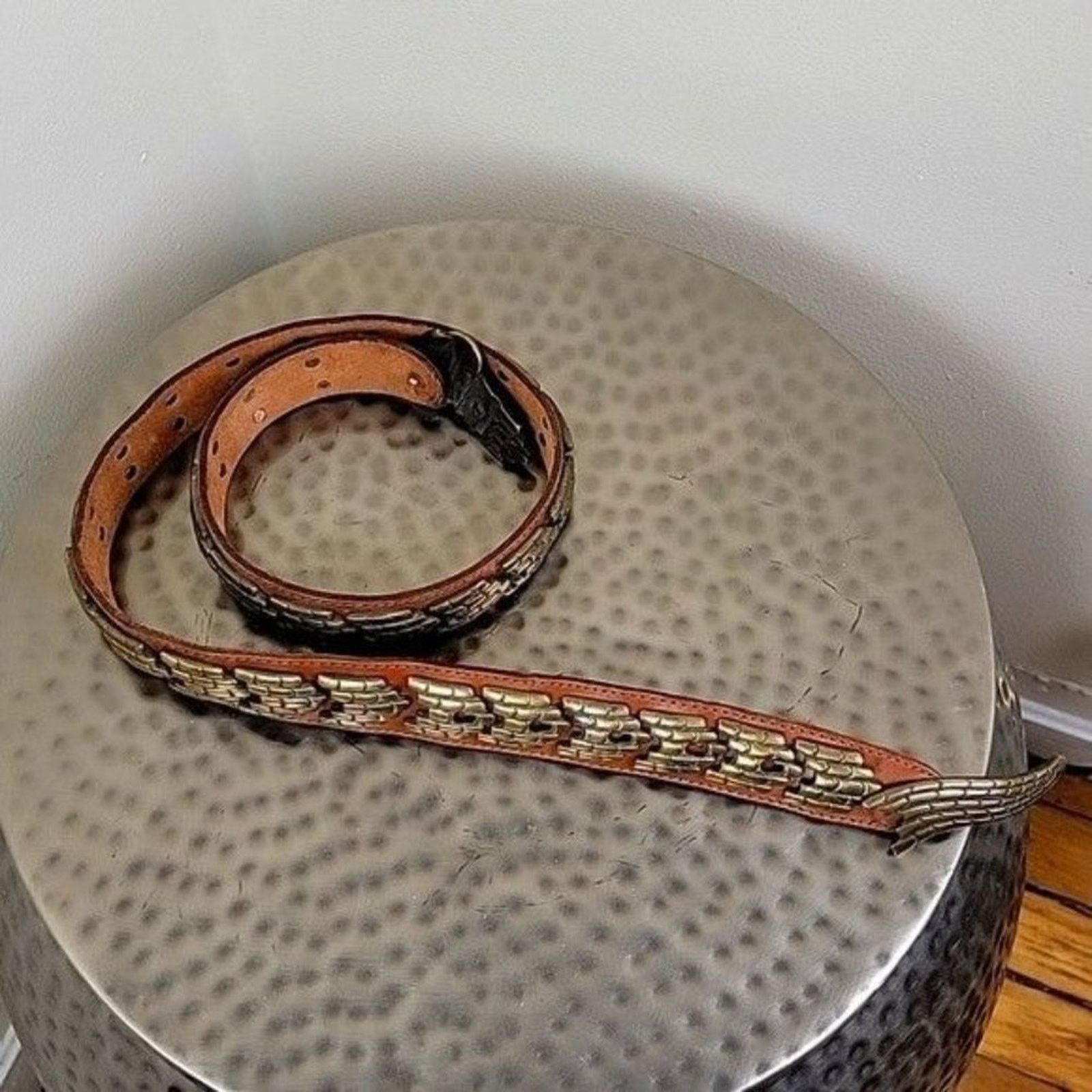 Vintage ACCENTI Italy Metal Brass Links Cobra Snake Belt Leather Size ONE SIZE - 6 Thumbnail