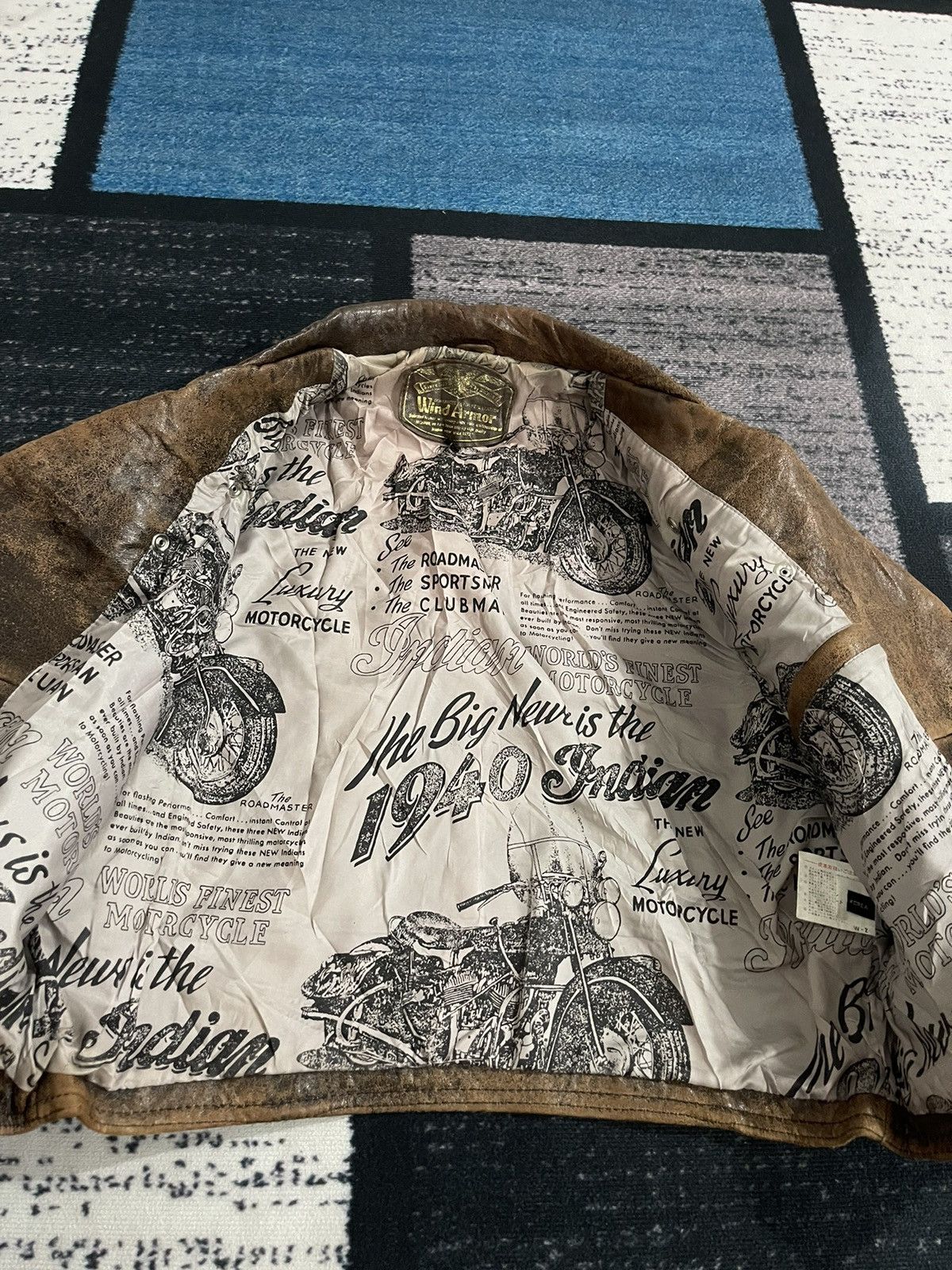 Vintage Wind Armor Indian Motorcyle Leather Jacket Size US L / EU 52-54 / 3 - 12 Thumbnail